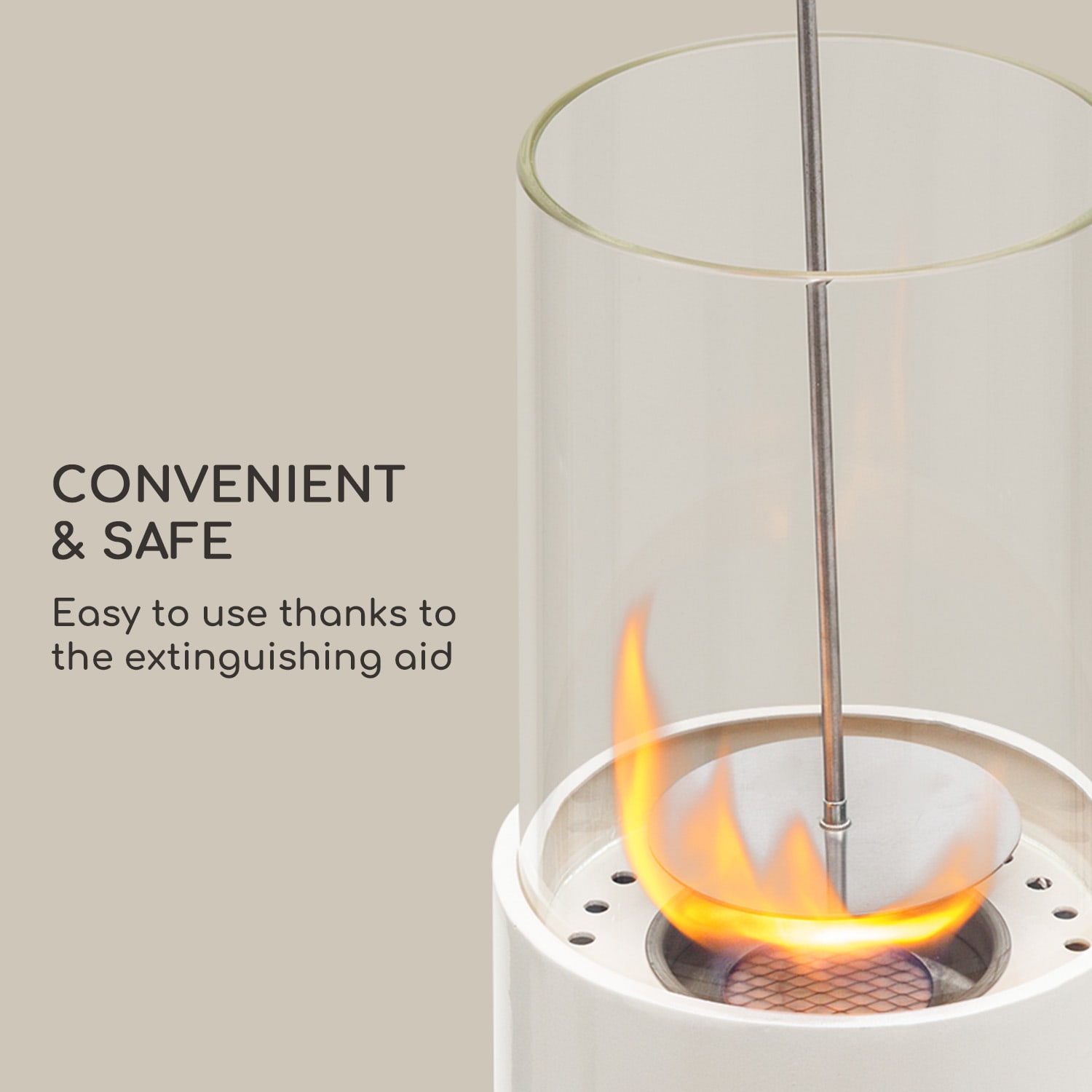 Fiamme Pila, etanolový krb, horák z nehrdzavejúcej ocele, 0,5 litra, dĺžka horenia 4-5 h Biela