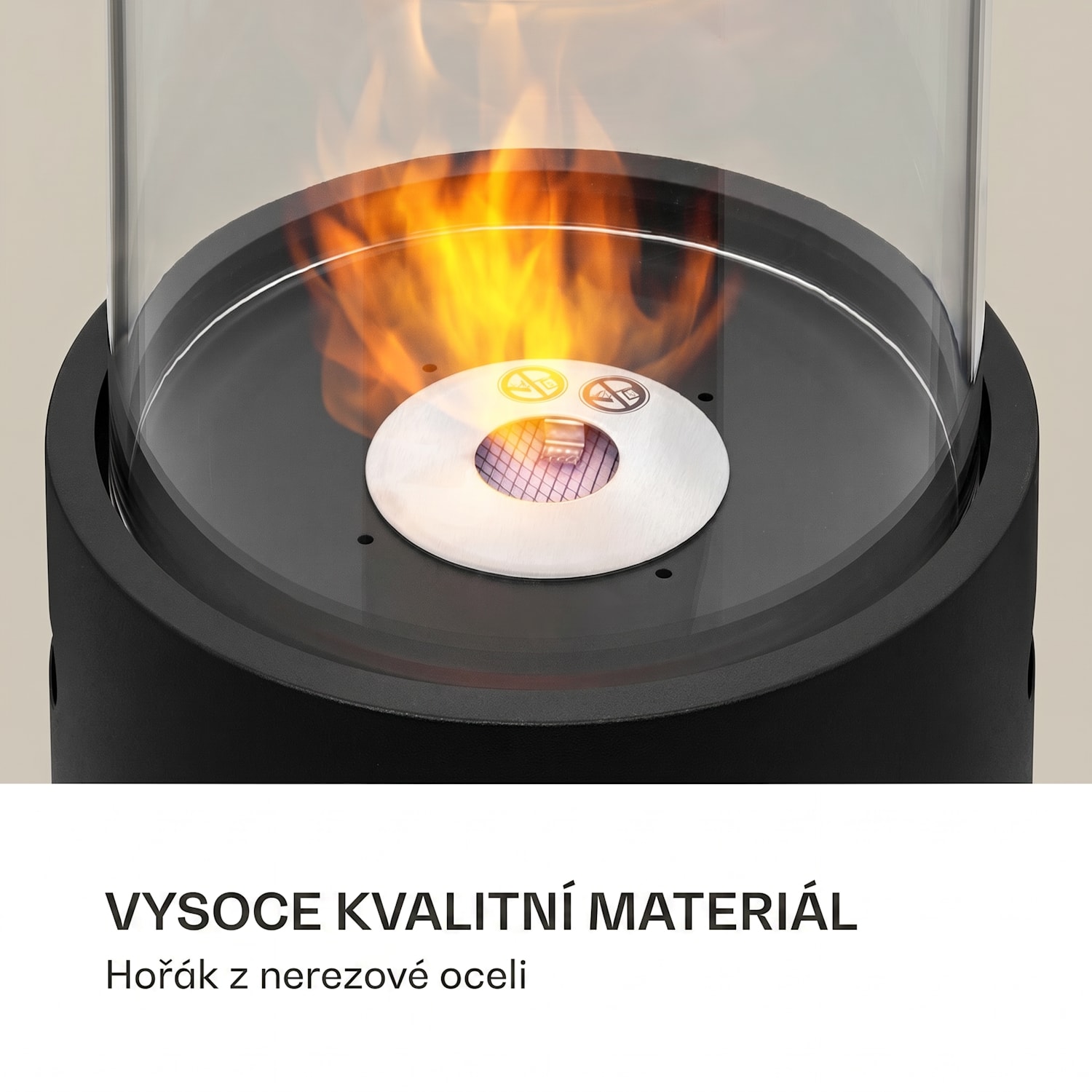 Fiamme Tamburo, etanolový krb, hořák z nerezové oceli, 0,8 litru, doba hoření 4-5 h Černá