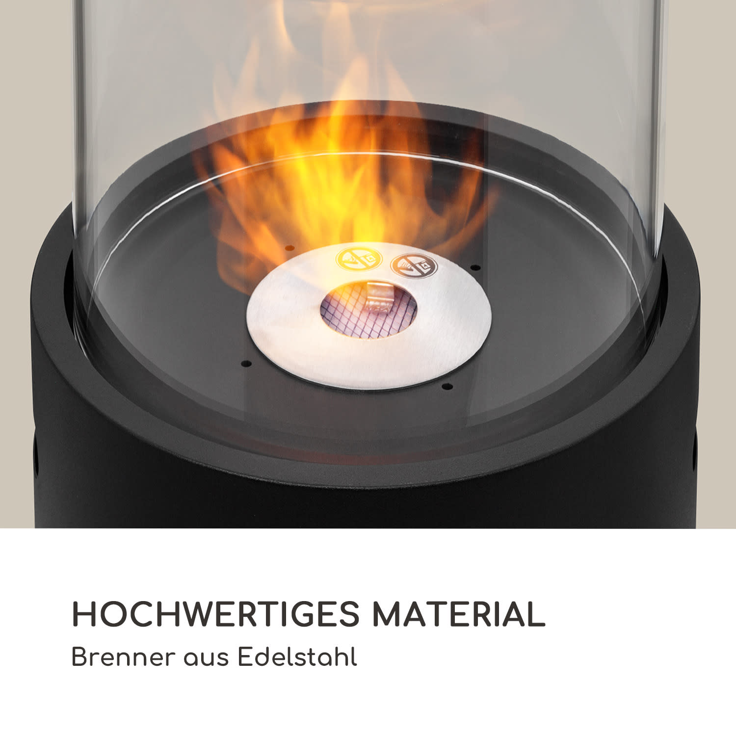Fiamme Tamburo Ethanol-Kamin Edelstahl-Brenner 0,8Ltr 4-5 h Brenndauer Schwarz