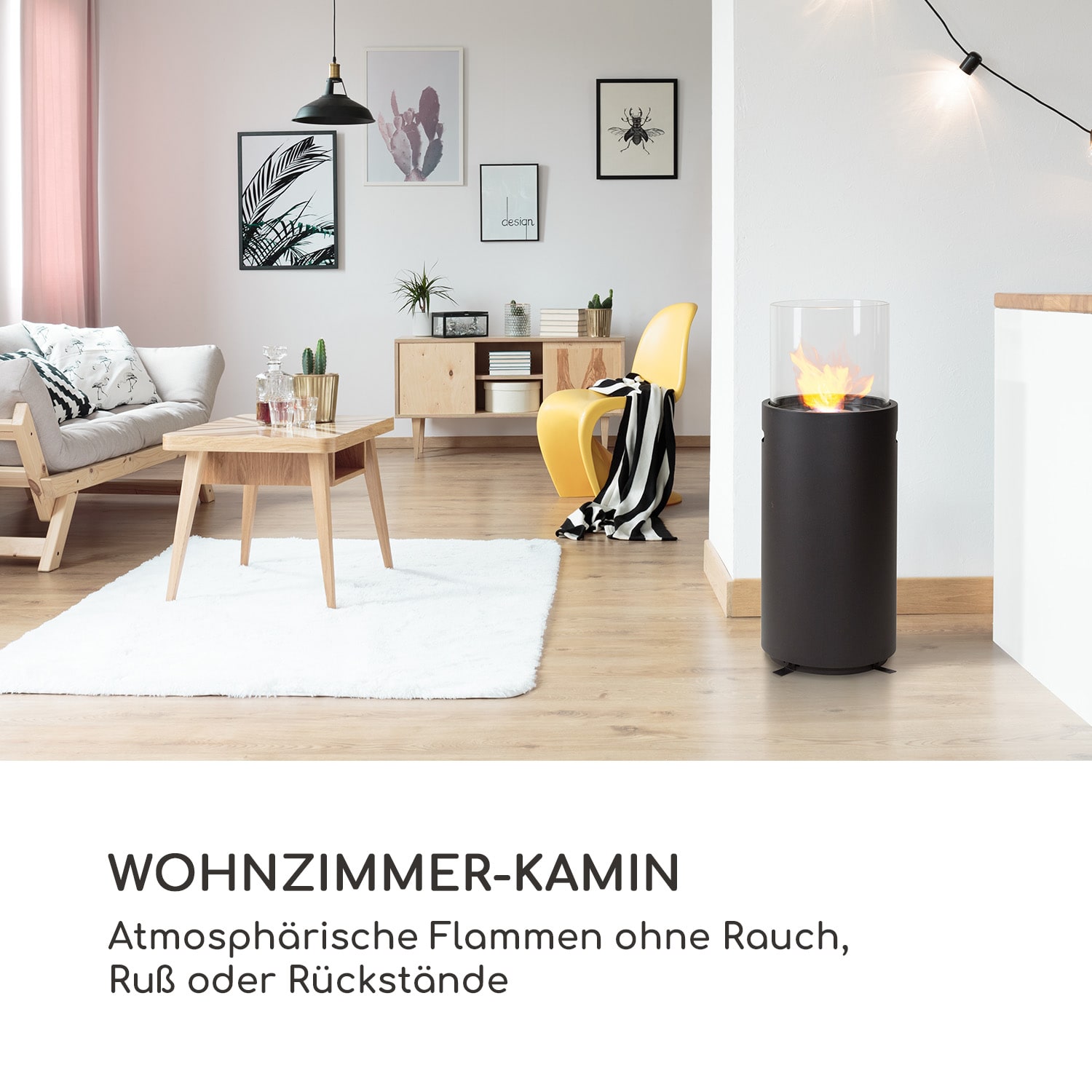 Fiamme Tamburo Ethanol-Kamin Edelstahl-Brenner 0,8Ltr 4-5 h Brenndauer Schwarz