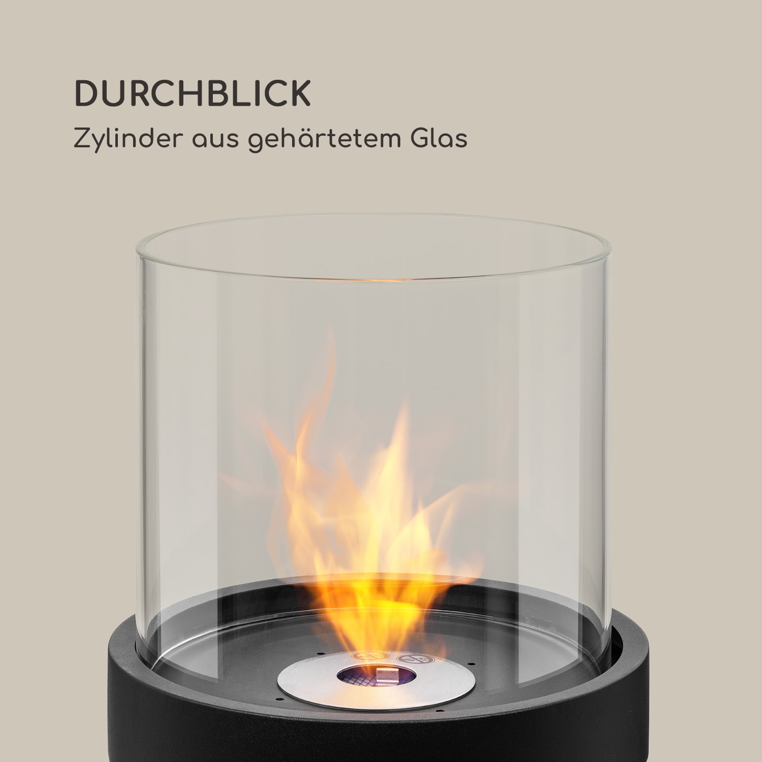 Fiamme Tamburo Ethanol-Kamin Edelstahl-Brenner 0,8Ltr 4-5 h Brenndauer Schwarz