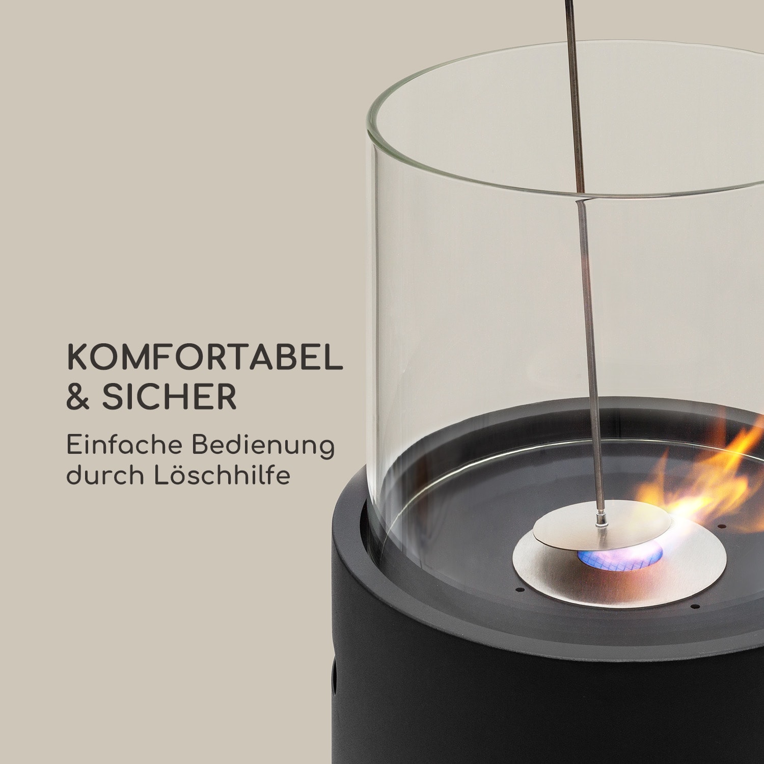 Fiamme Tamburo Ethanol-Kamin Edelstahl-Brenner 0,8Ltr 4-5 h Brenndauer Schwarz