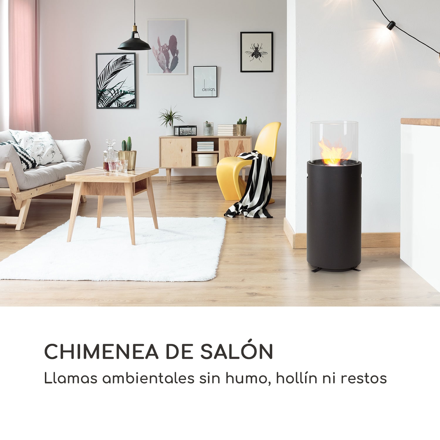 Chimenea de etanol Fiamme Tamburo quemador de acero inoxidable 0,5 litros 4-5 horas de combustión Negro