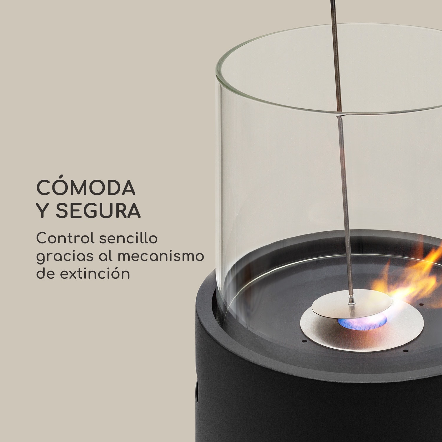 Chimenea de etanol Fiamme Tamburo quemador de acero inoxidable 0,5 litros 4-5 horas de combustión Negro
