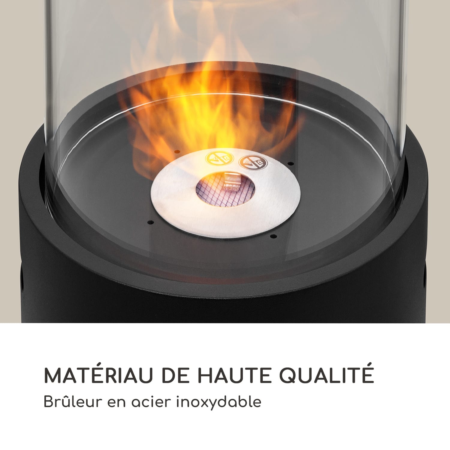 Cheminée à l'éthanol Fiamme Tamburo brûleur en acier inoxydable 0,8 litre 4-5 h de combustion Noir