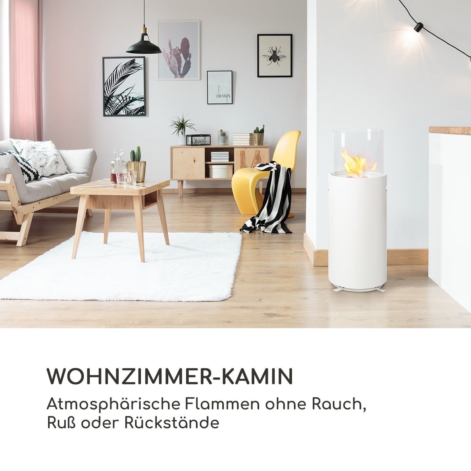 Fiamme Tamburo Ethanol-Kamin Edelstahl-Brenner 0,8Ltr 4-5 h Brenndauer Weiß