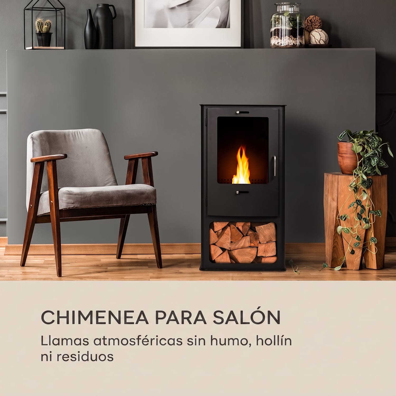 Chimenea de etanol Fiamme Cantal quemador de acero inoxidable 1,2 litros 4-6 horas de combustión Negro