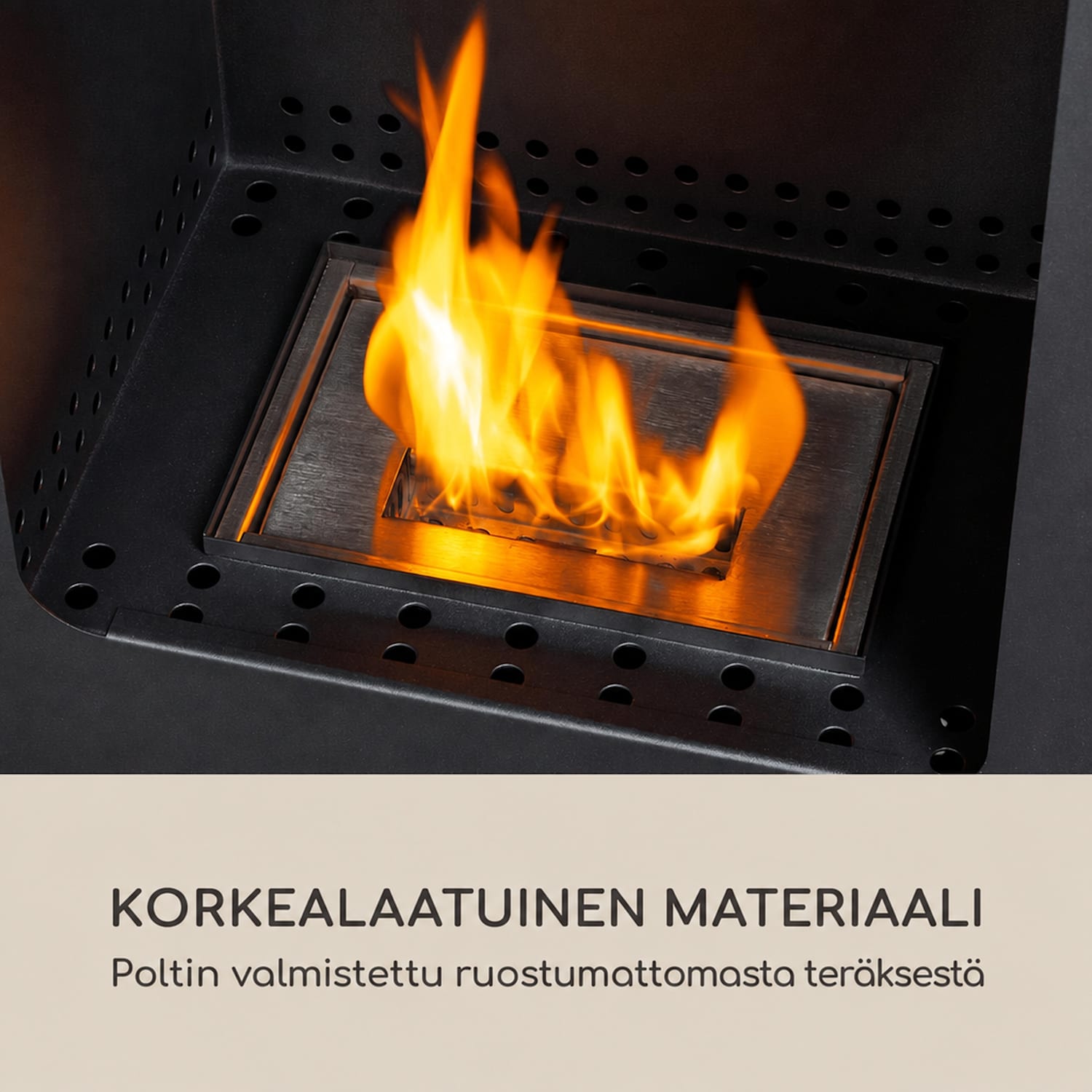 Fiamme Cantal biotakka poltin ruostumattomasta teräksestä 1,2 litraa 4-6 h paloaika Musta