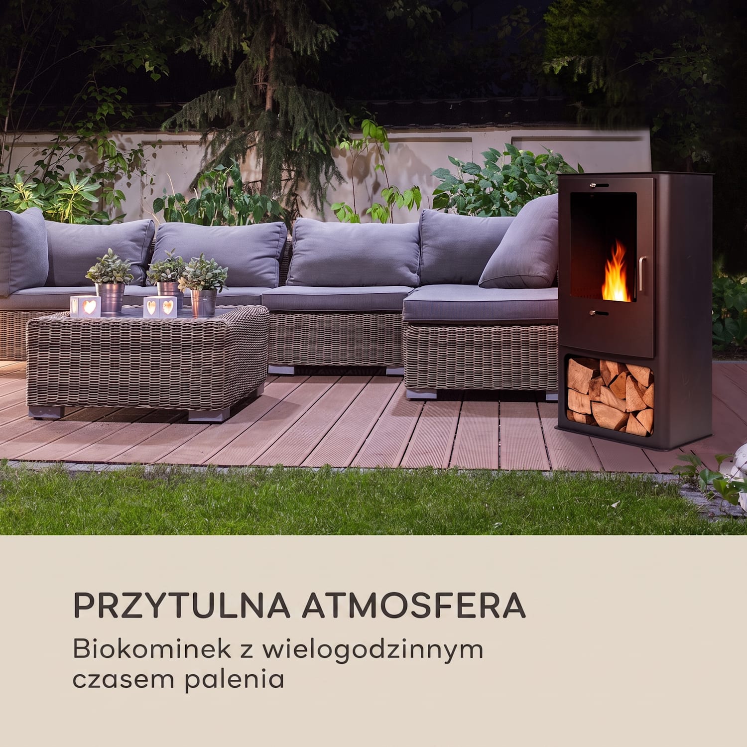 Fiamme Cantal, biokominek, nierdzewna biowkładka, 1,2 l, czas palenia 4-6 godz. Czarny