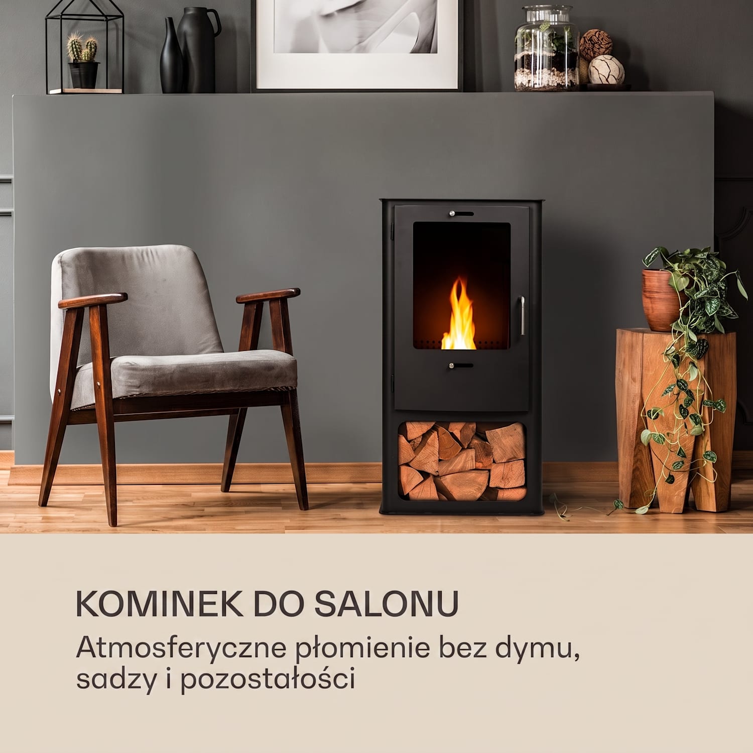 Fiamme Cantal, biokominek, nierdzewna biowkładka, 1,2 l, czas palenia 4-6 godz. Czarny