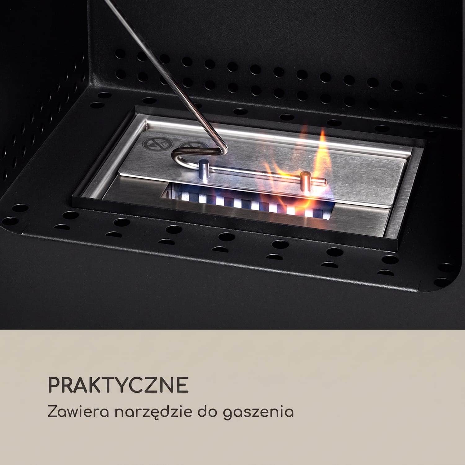 Fiamme Cantal, biokominek, nierdzewna biowkładka, 1,2 l, czas palenia 4-6 godz. Czarny