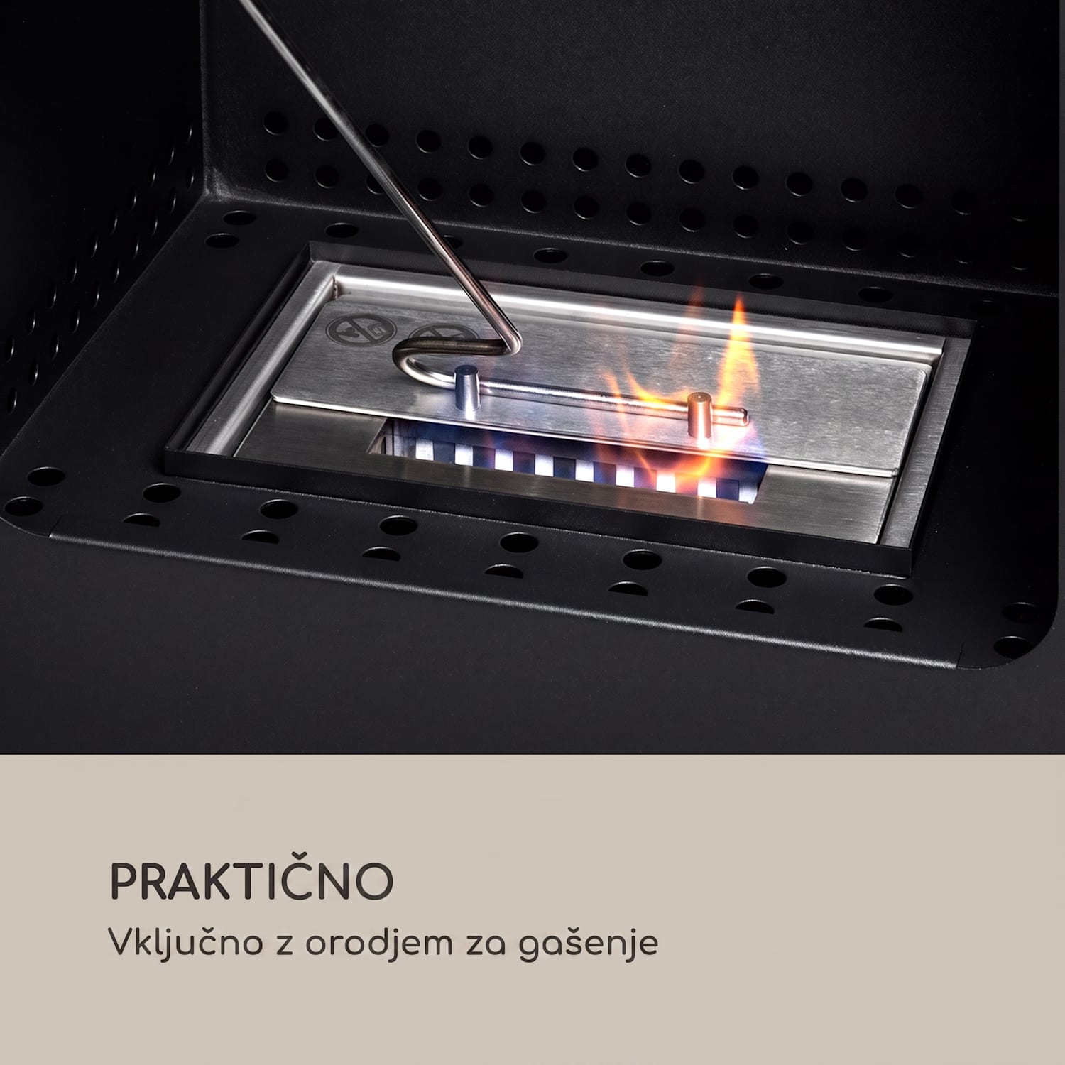 Fiamme Cantal, kamin na etanol, gorilnik iz nerjavečega jekla, 1,2 l, čas gorenja 4-6 ur Črna
