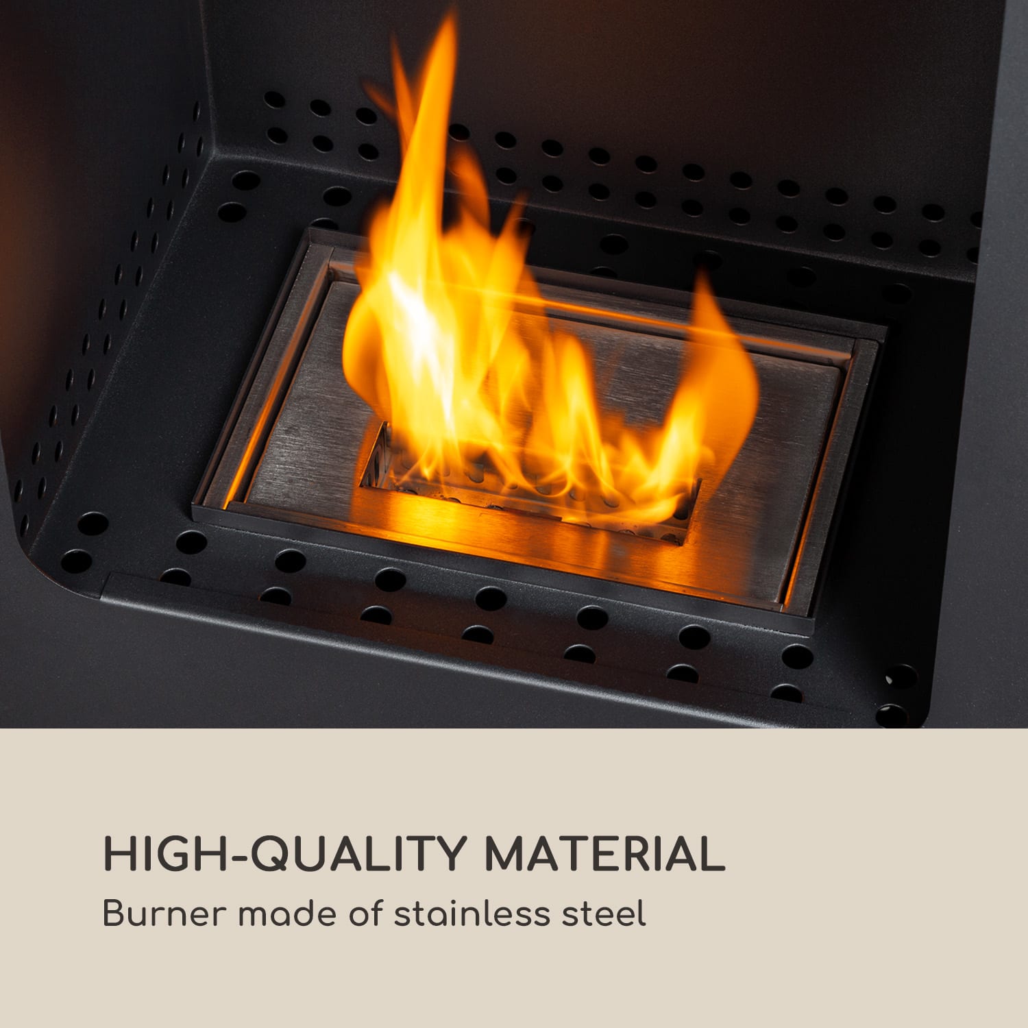 Fiamme Cantal ethanol fireplace stainless steel burner 1.2 litres 4-6 h burning time Black