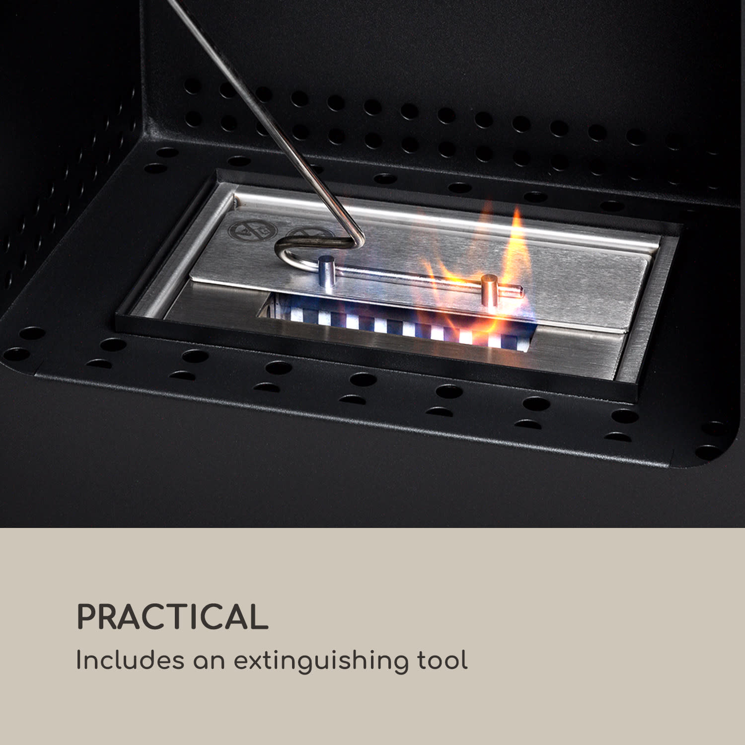 Fiamme Cantal ethanol fireplace stainless steel burner 1.2 litres 4-6 h burning time Black