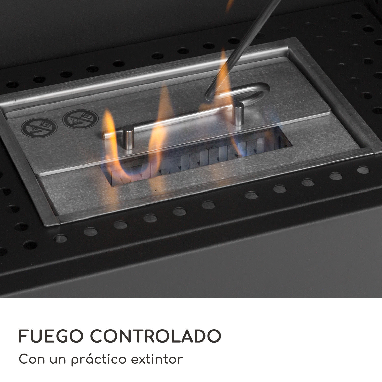 Chimenea de etanol Fiamme Camino quemador de acero inoxidable 1,15 litros 4 horas de combustión  