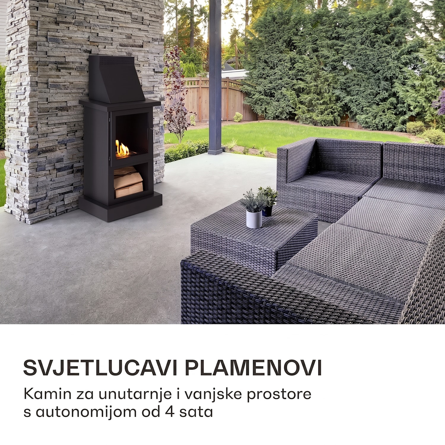 Fiamme Camino, kamin na etanol, plamenik od nehrđajućeg čelika, 1,15 l, vrijeme gorenja 4 h 