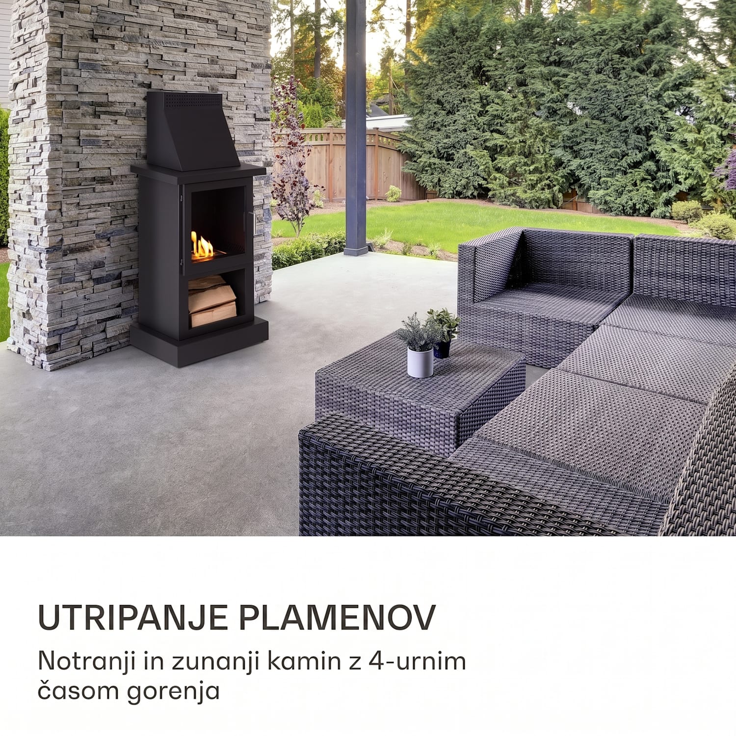 Fiamme Camino, kamin na etanol, gorilnik iz nerjavečega jekla, 1,15 l, čas gorenja 4 ure 
