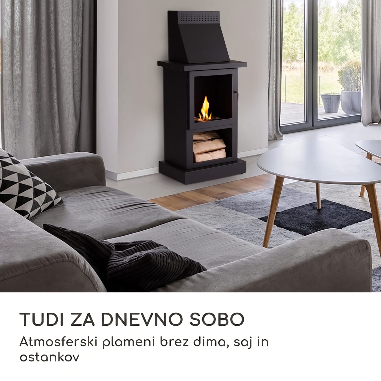 Fiamme Camino, kamin na etanol, gorilnik iz nerjavečega jekla, 1,15 l, čas gorenja 4 ure 