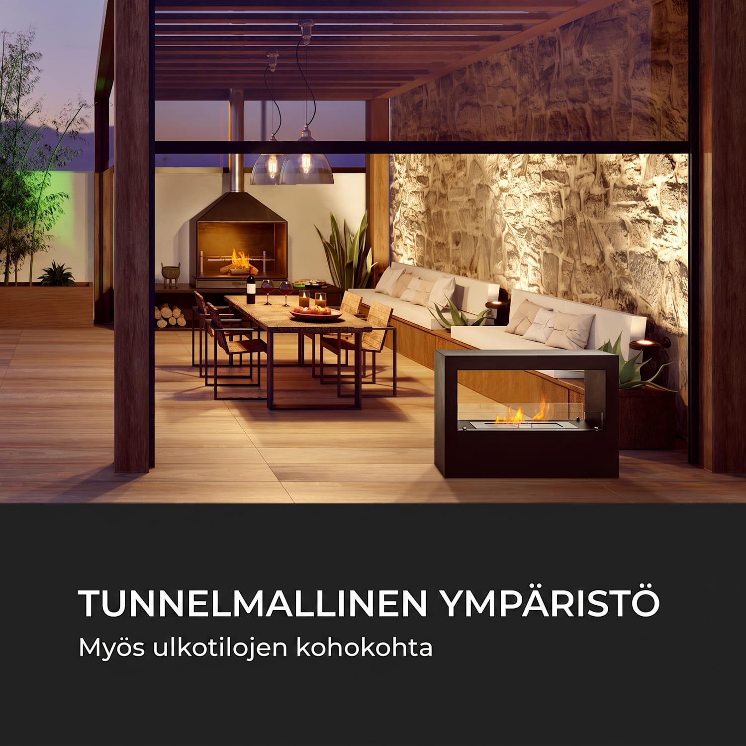 Fiamme Scoppi biotakka poltin ruostumattomasta teräksestä 3 litraa 5-6 h paloaika Musta