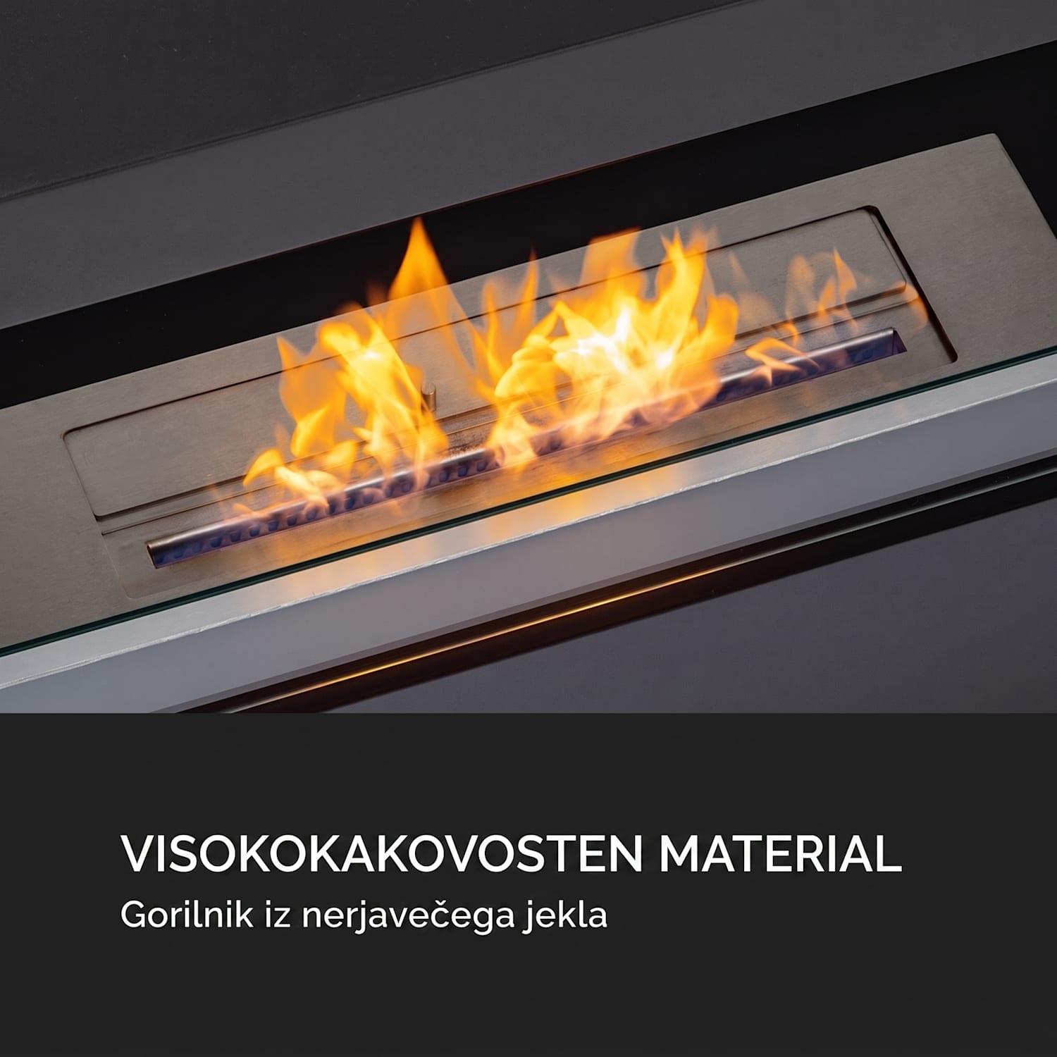 Fiamme Scoppi, kamin na etanol, nerjaveči gorilnik, 3 litre, 5-6 ur dolžina gorenja Črna