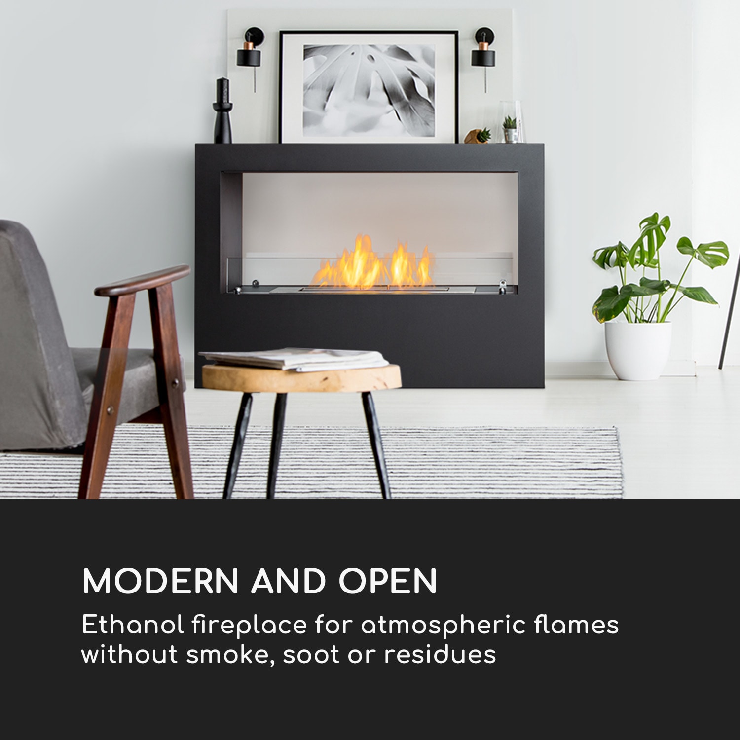 Fiamme Scoppi, etanolový krb, nerezový hořák, 3 litry, doba hoření 5-6 h Černá