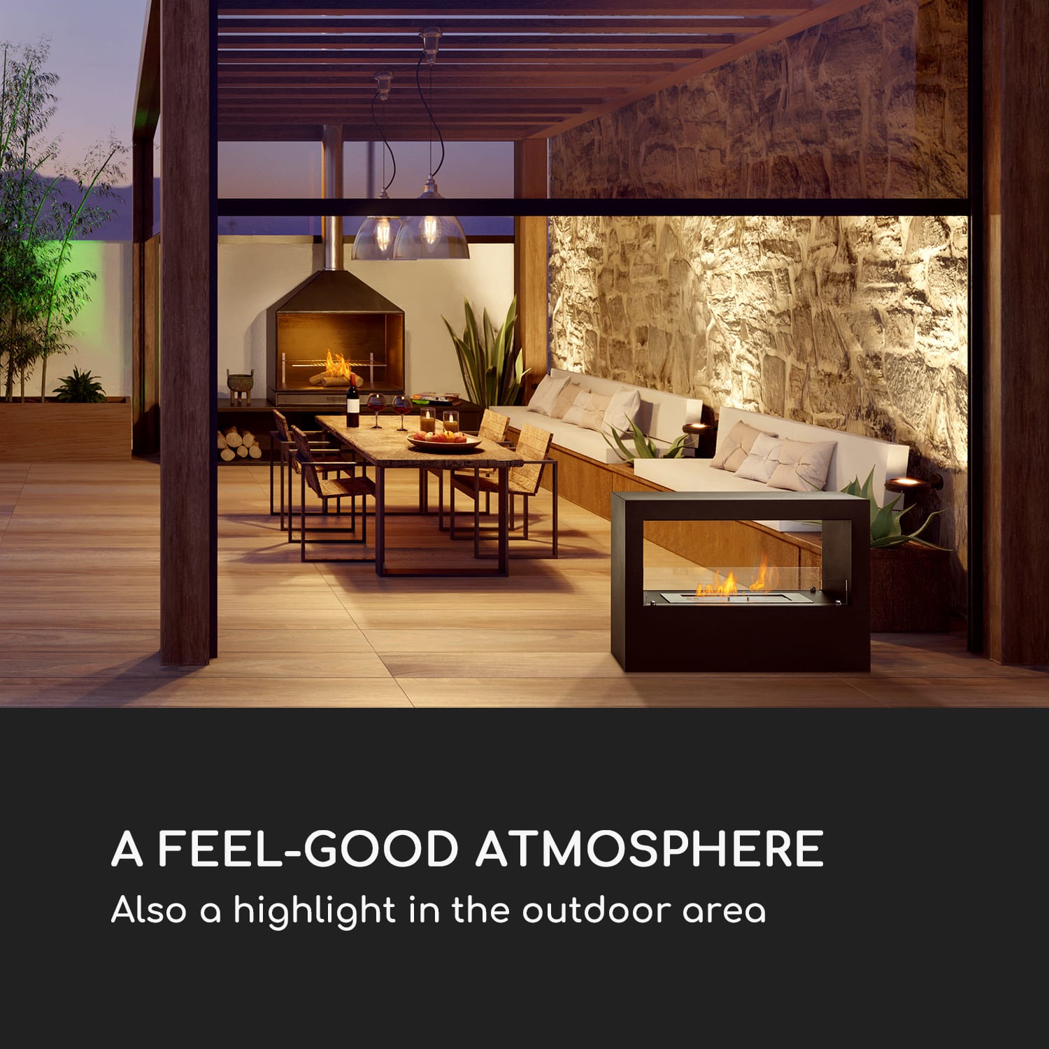 Fiamme Scoppi, etanolový krb, nerezový hořák, 3 litry, doba hoření 5-6 h Černá