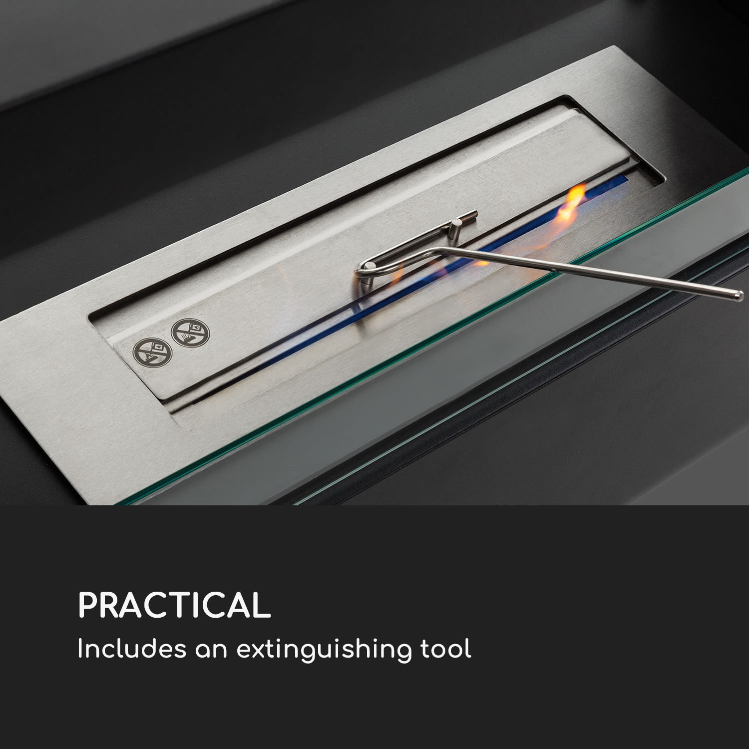 Chimenea de etanol Fiamme Scoppi quemador de acero inoxidable 3 litros 5-6 h de combustión Negro