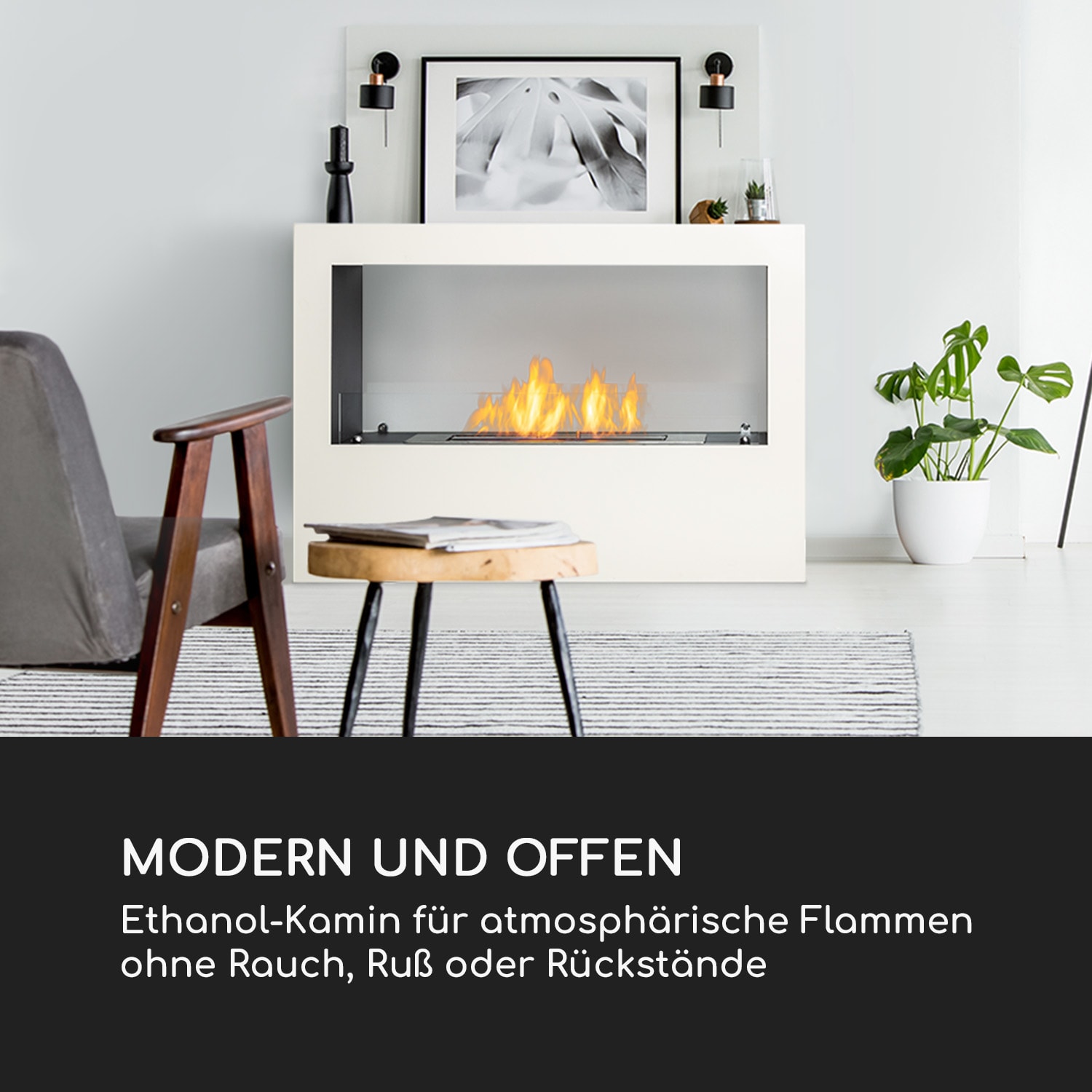 Fiamme Scoppi Ethanol-Kamin Edelstahl-Brenner 3 Liter 5-6 h Brenndauer Weiß