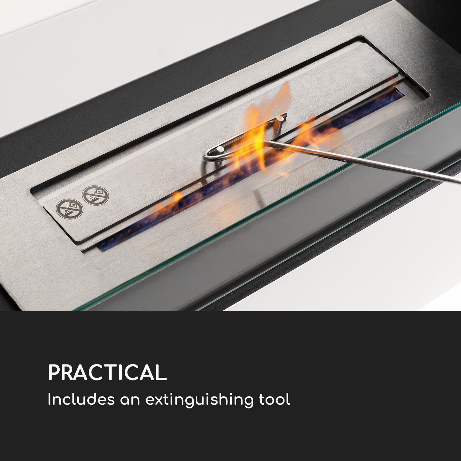 Fiamme Scoppi, etanolový krb, nerezový hořák, 3 litry, doba hoření 5-6 h Bílá