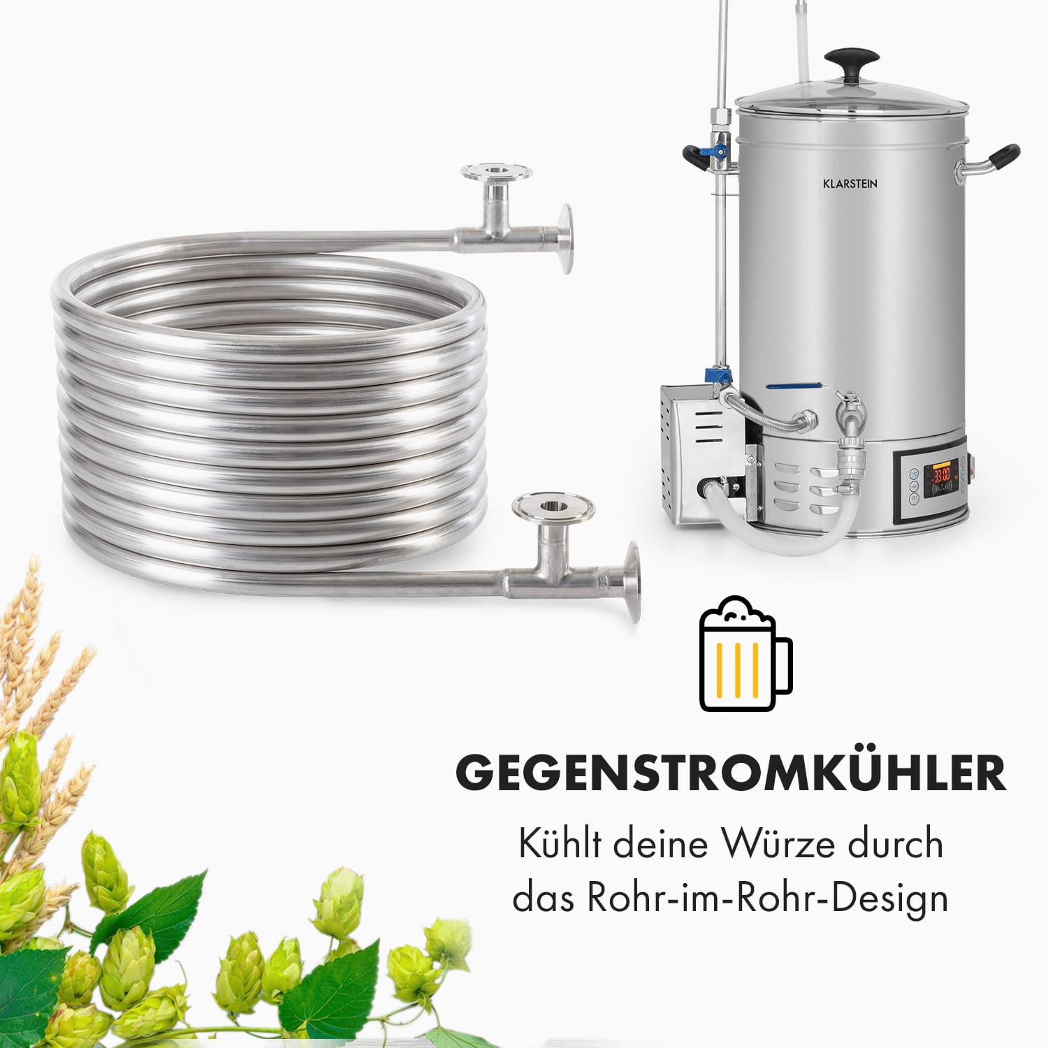 Counterflow Gegenstromkühler Ø28cm 9 Schleifen 304 Edelstahl 