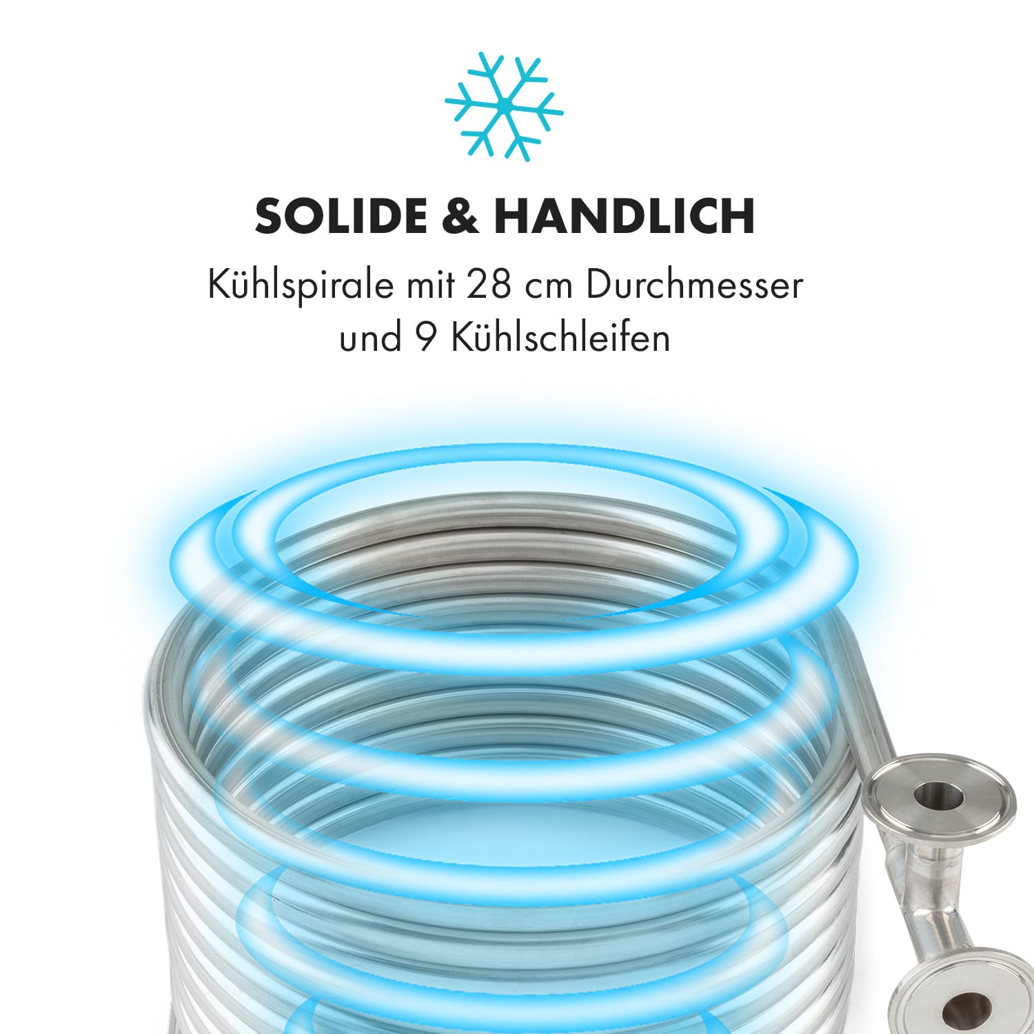 Counterflow Gegenstromkühler Ø28cm 9 Schleifen 304 Edelstahl 