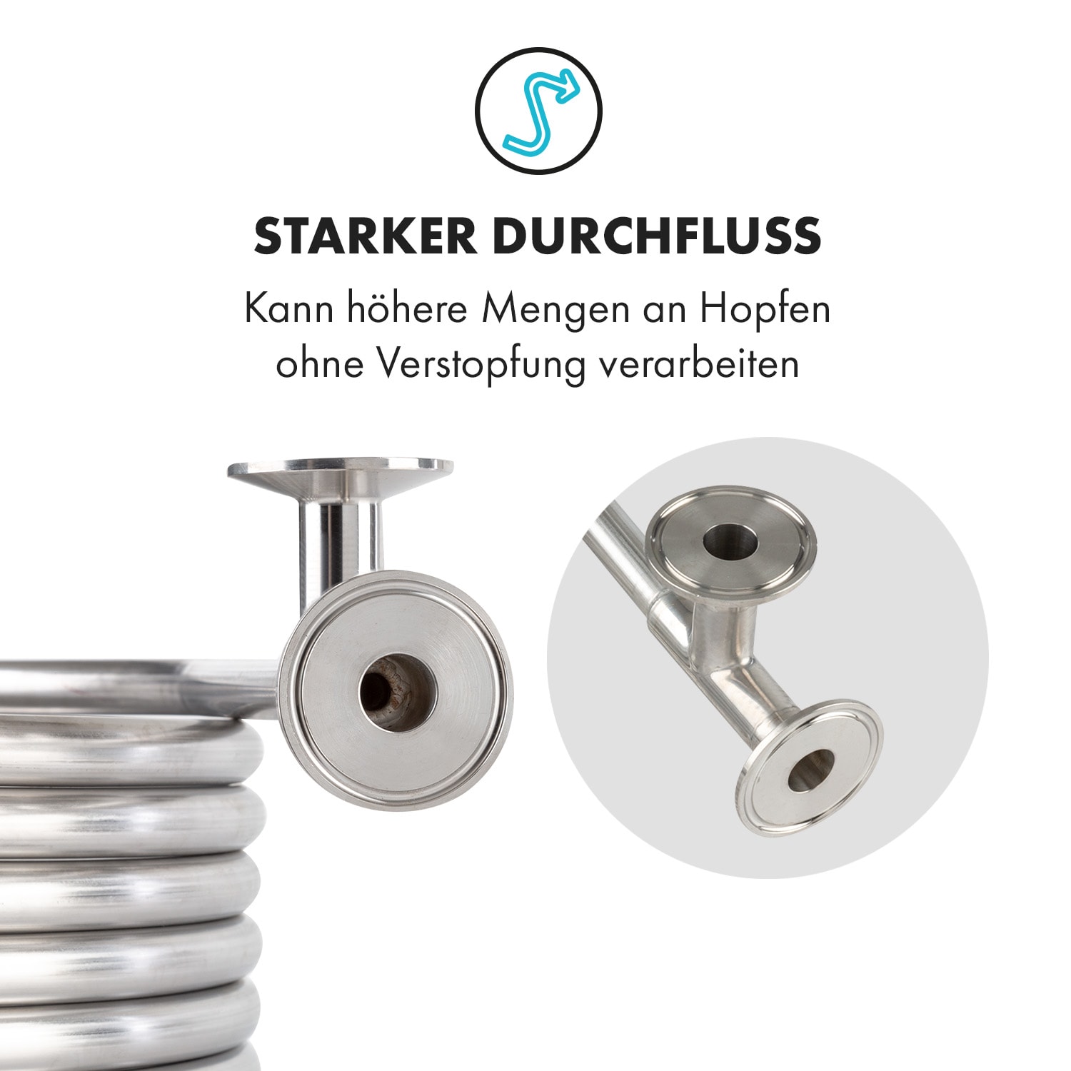Counterflow Gegenstromkühler Ø28cm 9 Schleifen 304 Edelstahl 