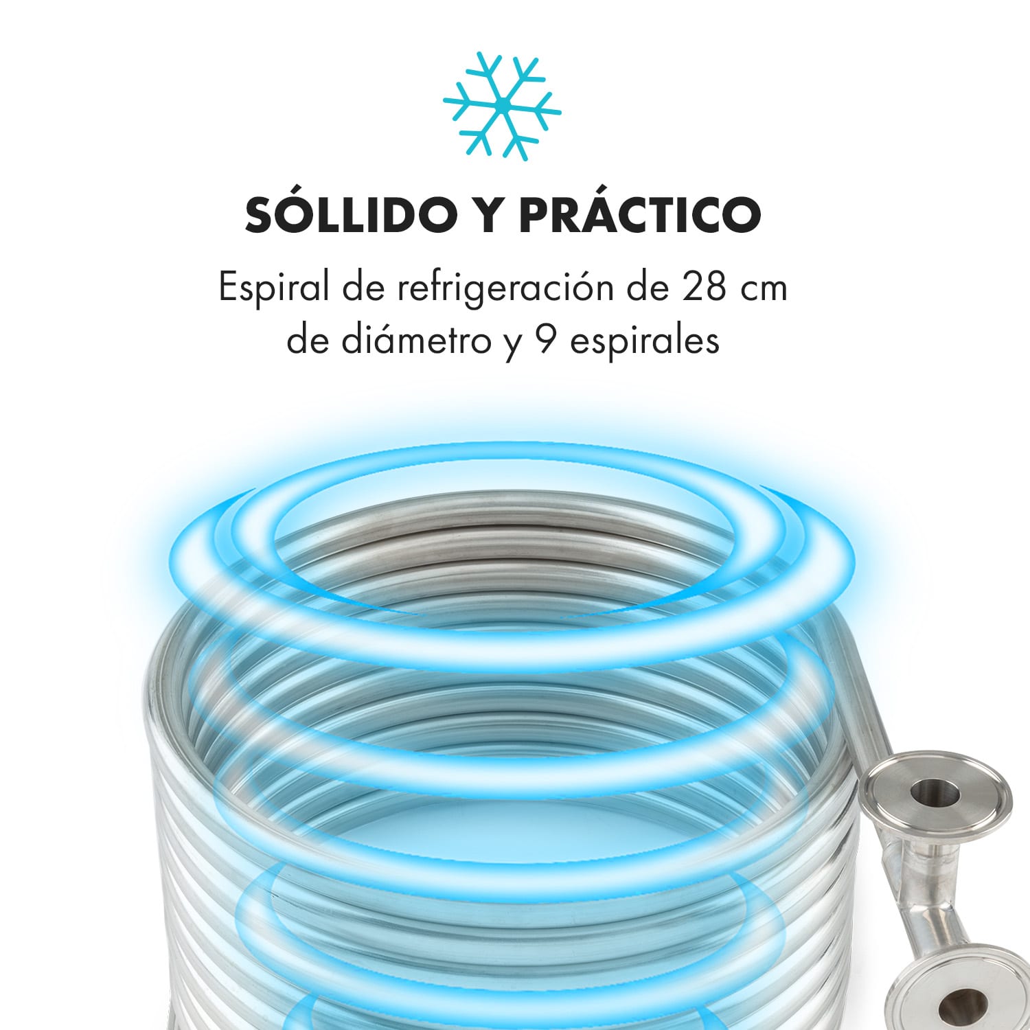 Enfriador de contracorriente Counterflow Ø28cm 9 bucles 304 acero inoxidable 