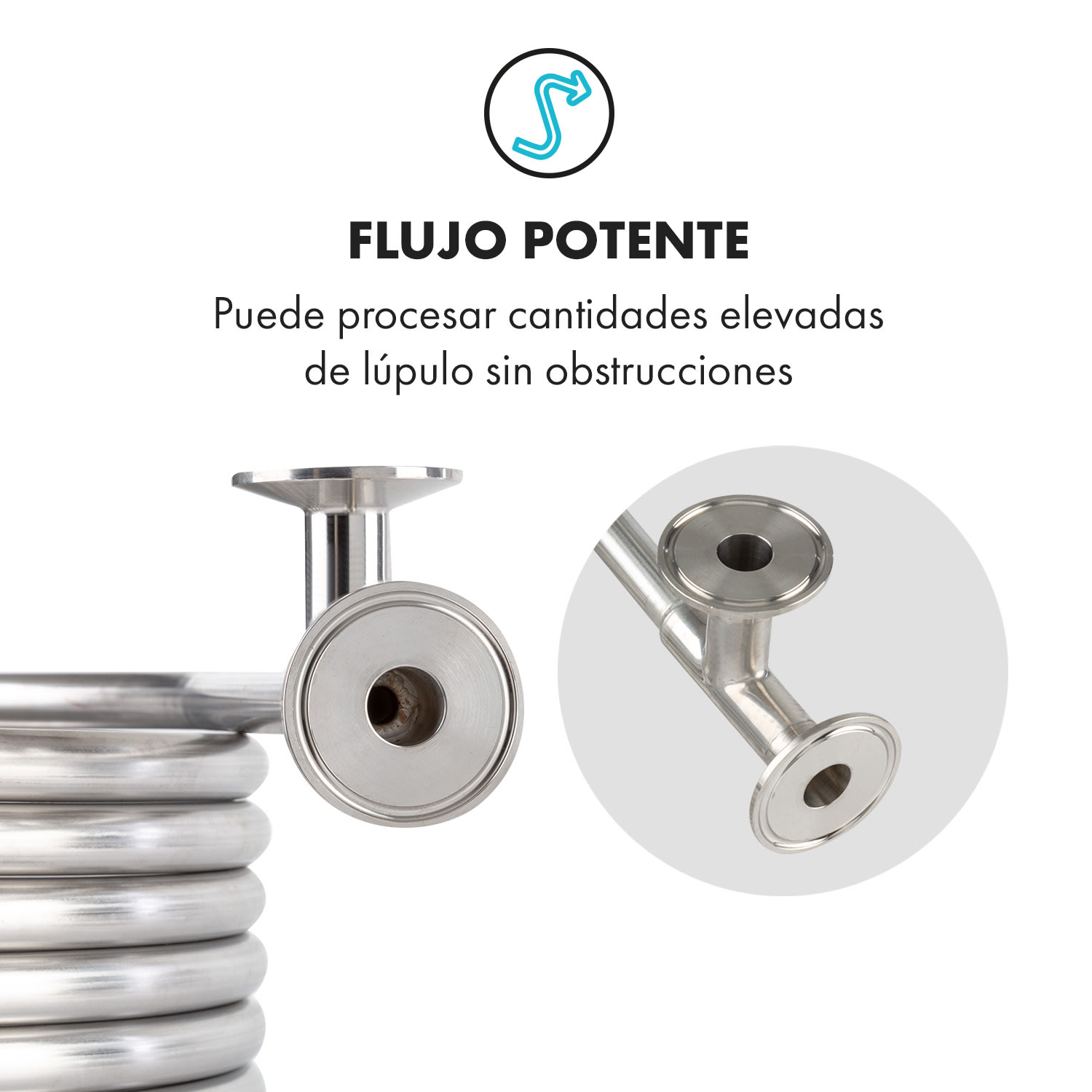 Enfriador de contracorriente Counterflow Ø28cm 9 bucles 304 acero inoxidable 