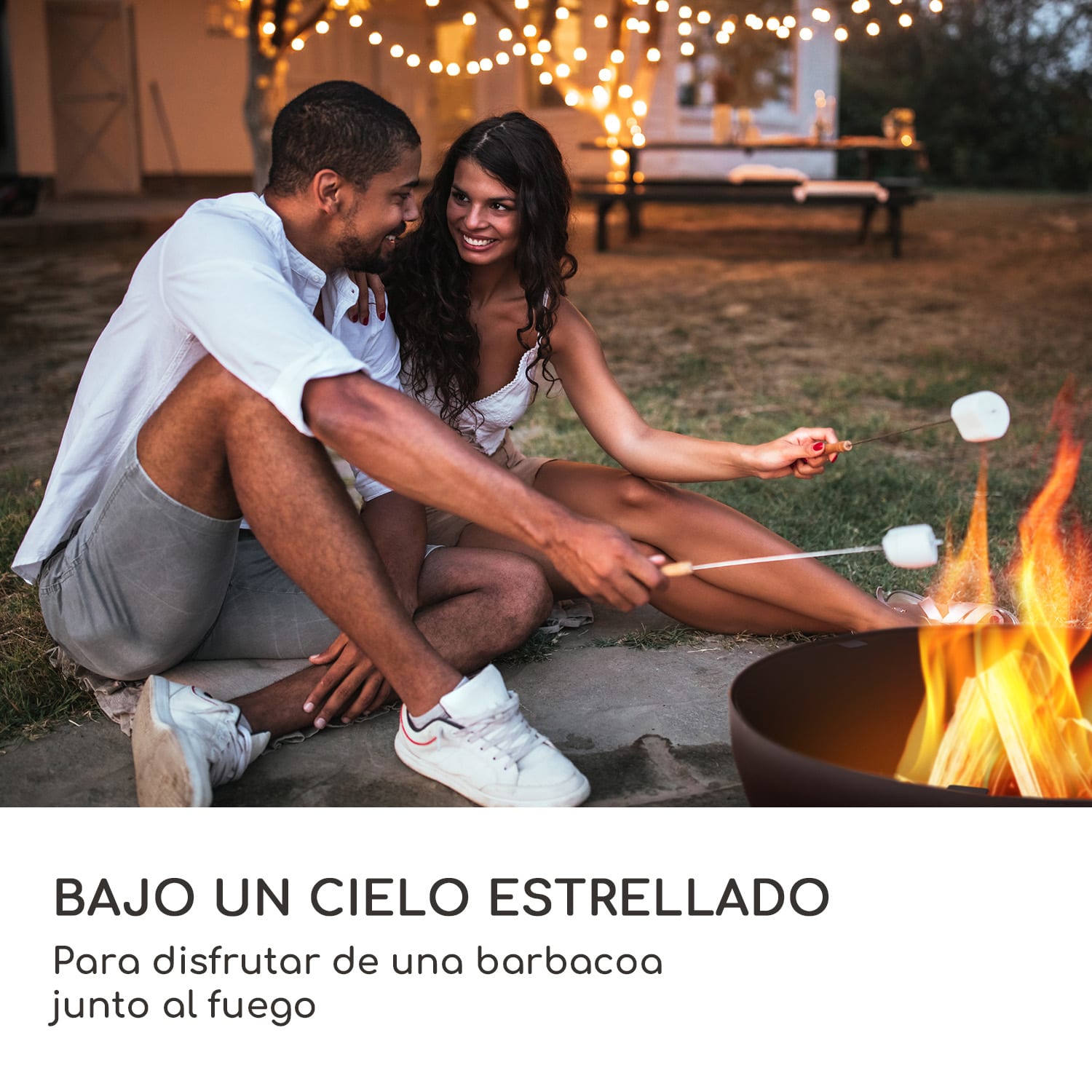 Brasero con parrilla redondo Savage 2.0, Ø: 60 cm, base estable, almacenamiento de madera De pie | Negro