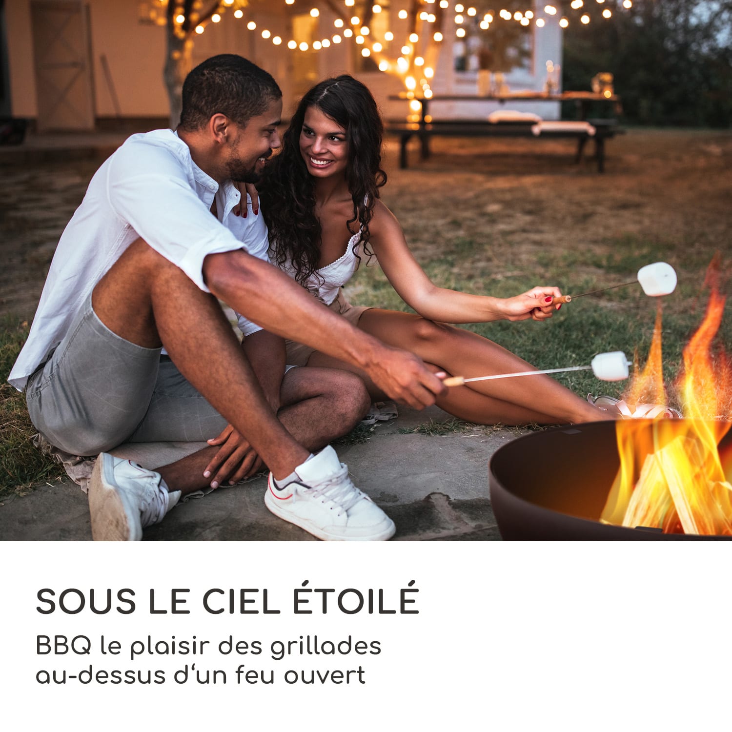 Savage 2.0 Barbecue à foyer rond Ø : 60 cm Base stable Rangement du bois Debout | Noir
