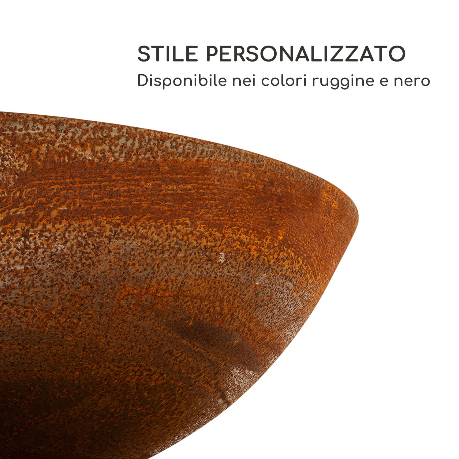 Savage 2.0 Tall braciere con grill incl. tavolini laterali in bambù  Copertura dalle intemperie In piedi | Ruggine