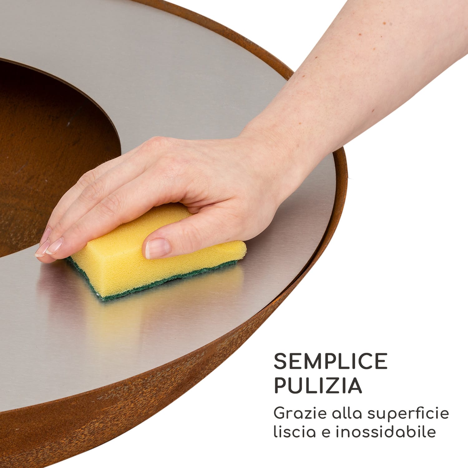 Savage 2.0 Tall braciere con grill incl. tavolini laterali in bambù  Copertura dalle intemperie In piedi | Ruggine