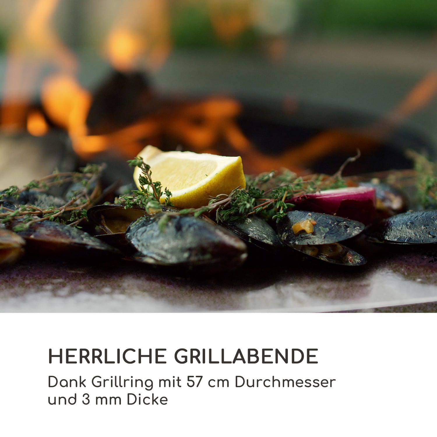 Savage 2.0 Tall Feuerschale mit Grill Bambus-Seitentische inkl.  Wetterschutz Stehend | Schwarz