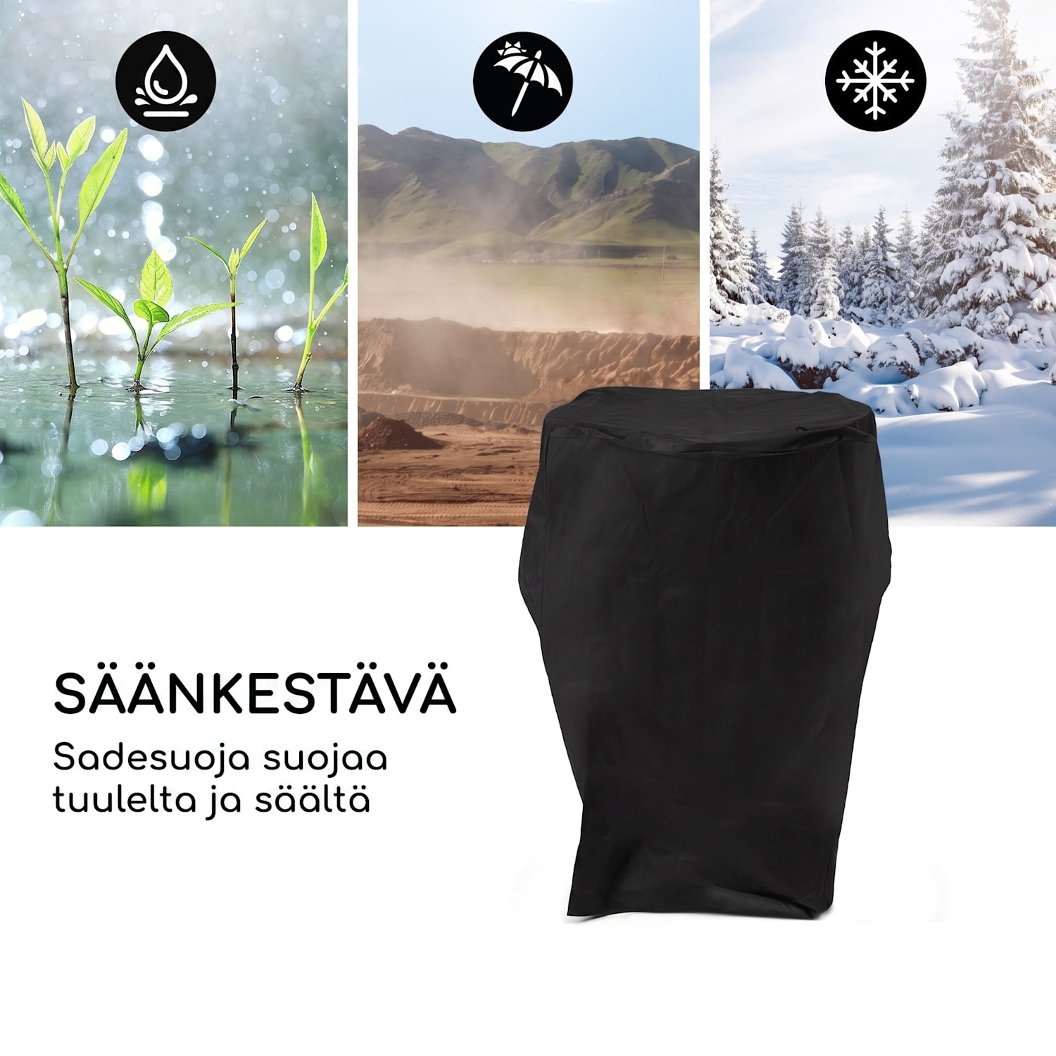 Savage 2.0 Tall tulimalja grillillä sivupöydät bambusta sis.  Säänsuoja Seisomassa | Musta