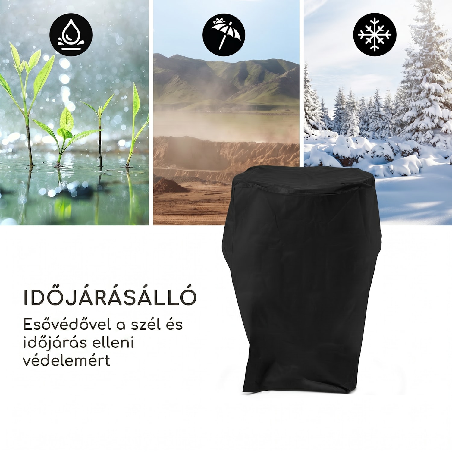Savage 2.0 Tall, tűzrakóhely grillel, bambusz oldalsó asztalok, védőburkolat Álló | Fekete