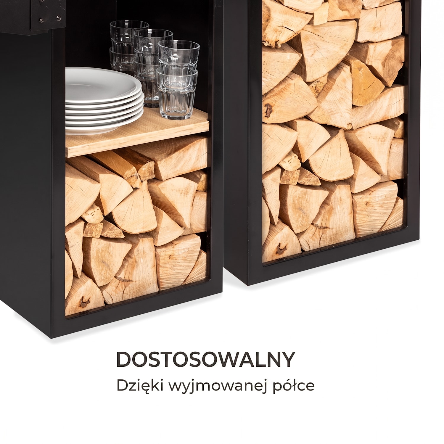 Savage 2.0 Tall, palenisko ogrodowe z grillem, bambusowe półki boczne, pokrowiec ochronny Na stojąco | Czarny