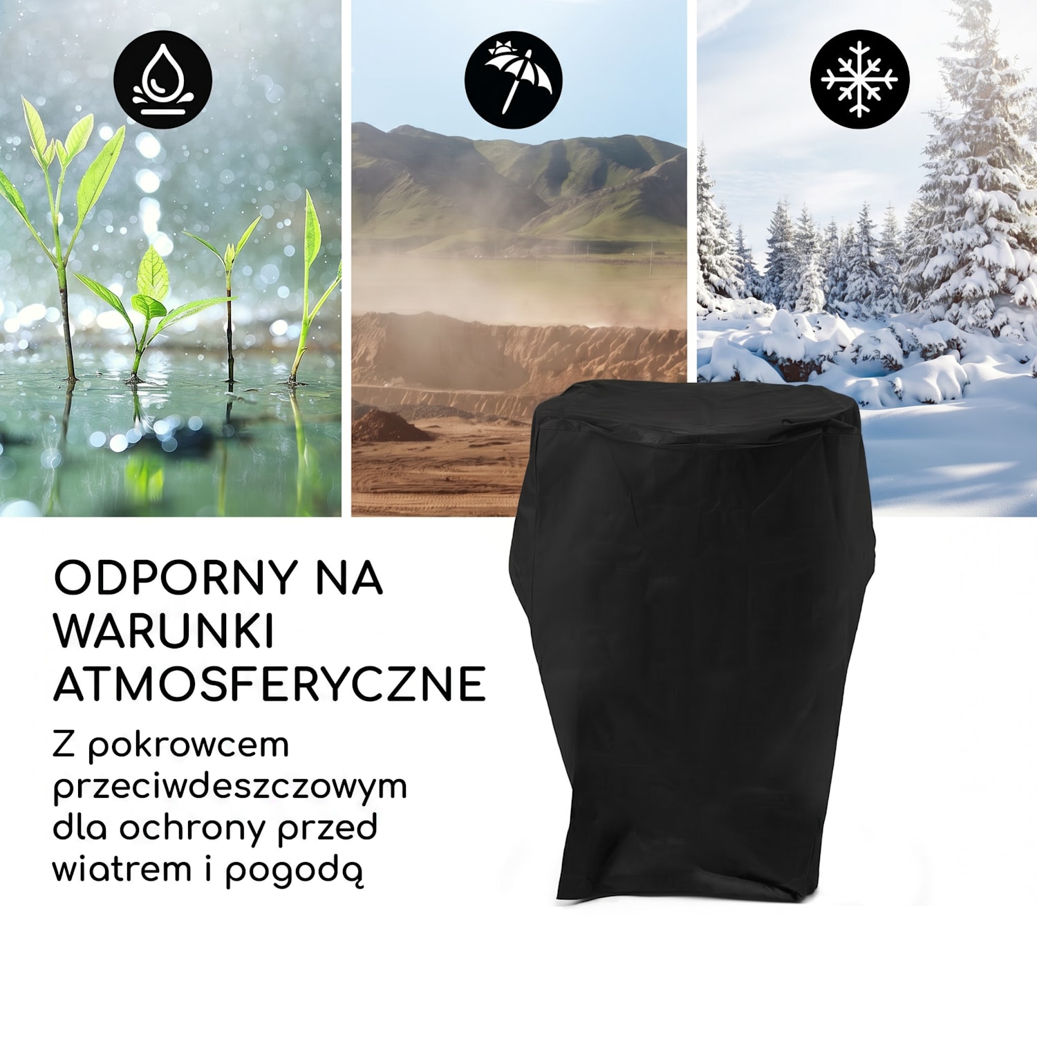 Savage 2.0 Tall, palenisko ogrodowe z grillem, bambusowe półki boczne, pokrowiec ochronny Na stojąco | Czarny