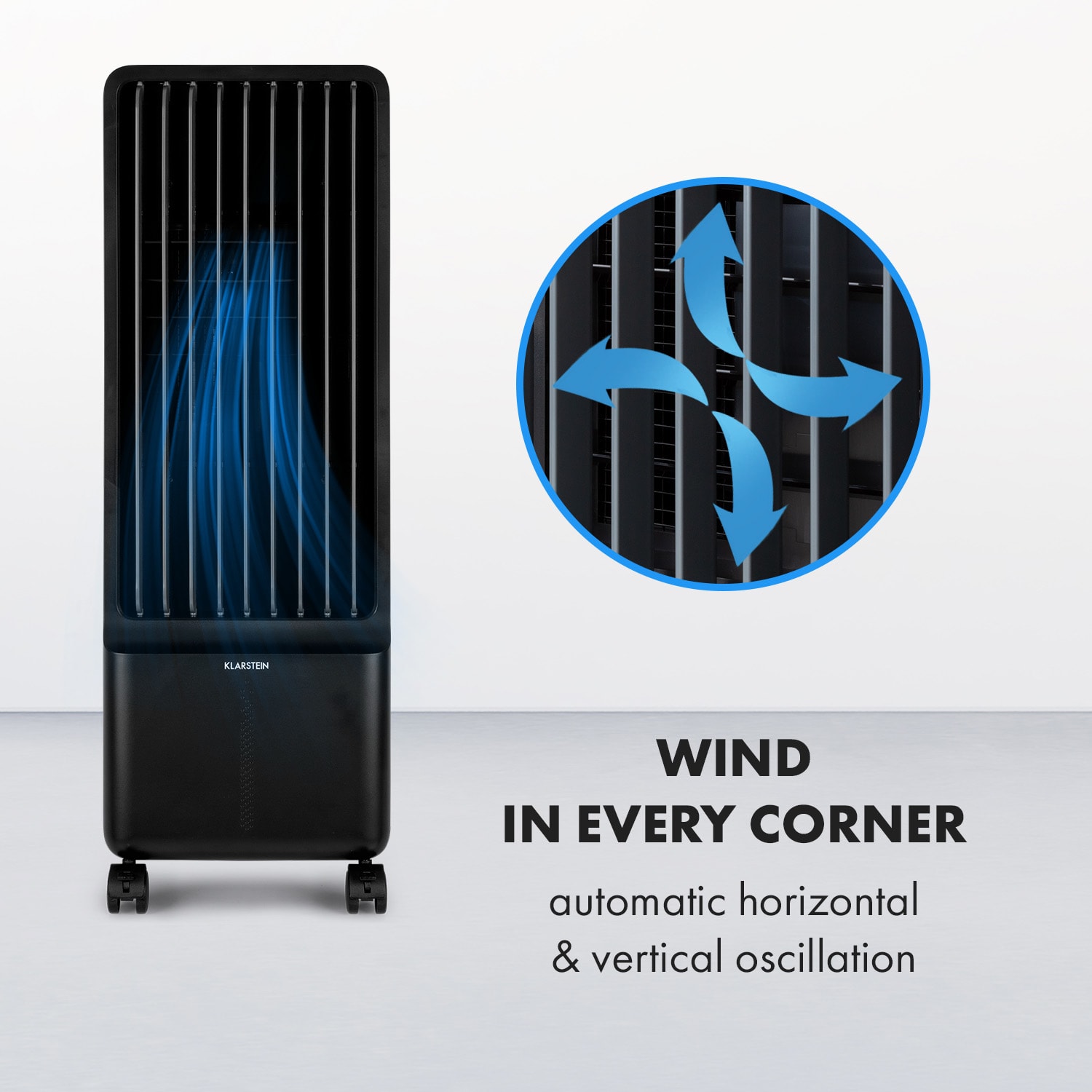 Maxflow Smart, klimator 3 w 1, wentylator, nawilżacz powietrza, 5 l, Wi-Fi, pilot, 2 x wkład chłodzący Czarny