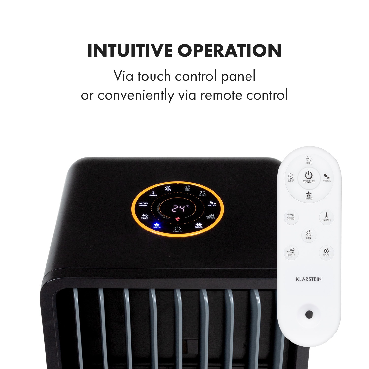 Maxflow Smart, klimator 3 w 1, wentylator, nawilżacz powietrza, 5 l, Wi-Fi, pilot, 2 x wkład chłodzący Czarny