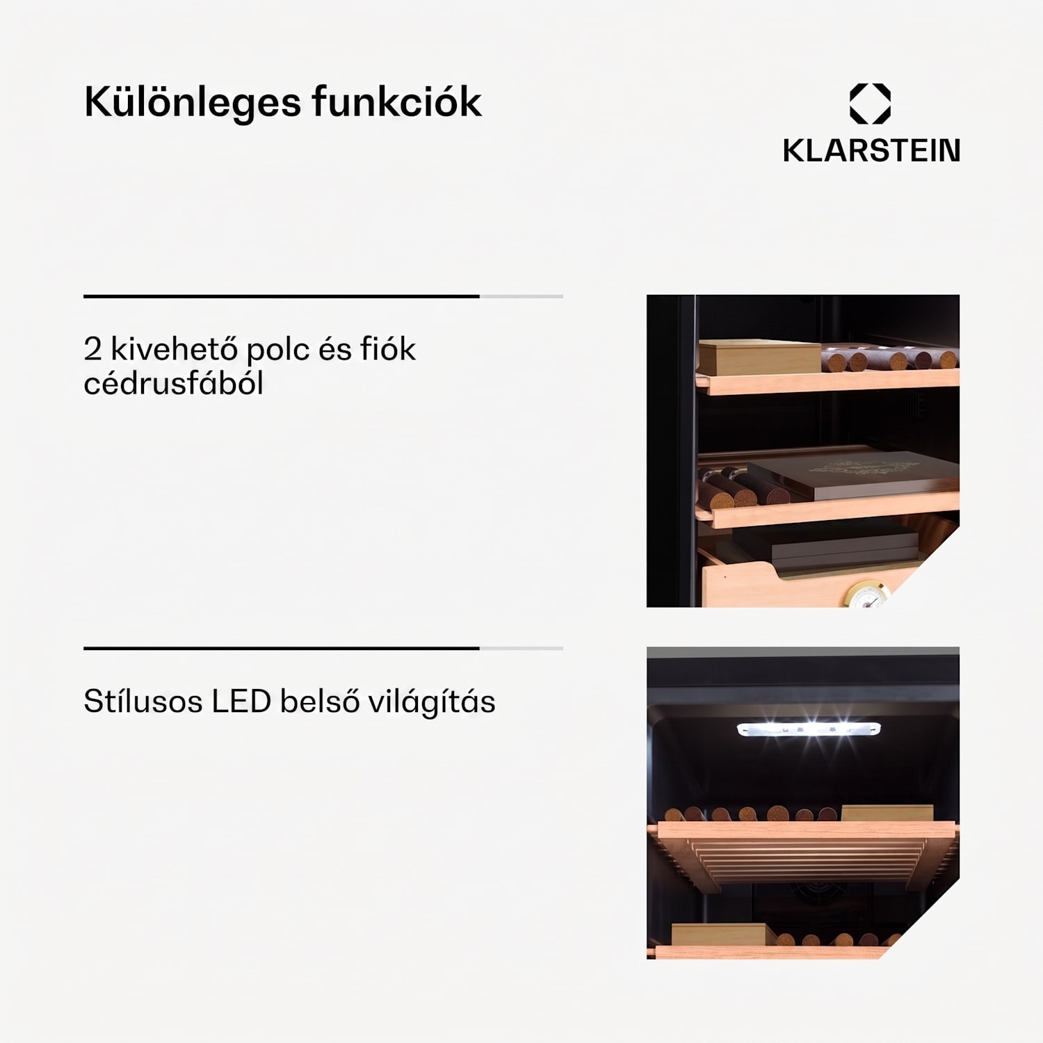 El Presidente 37, humidor, 37 liter, 2 fiók, 1 cédrusfa rekesz Ezüst
