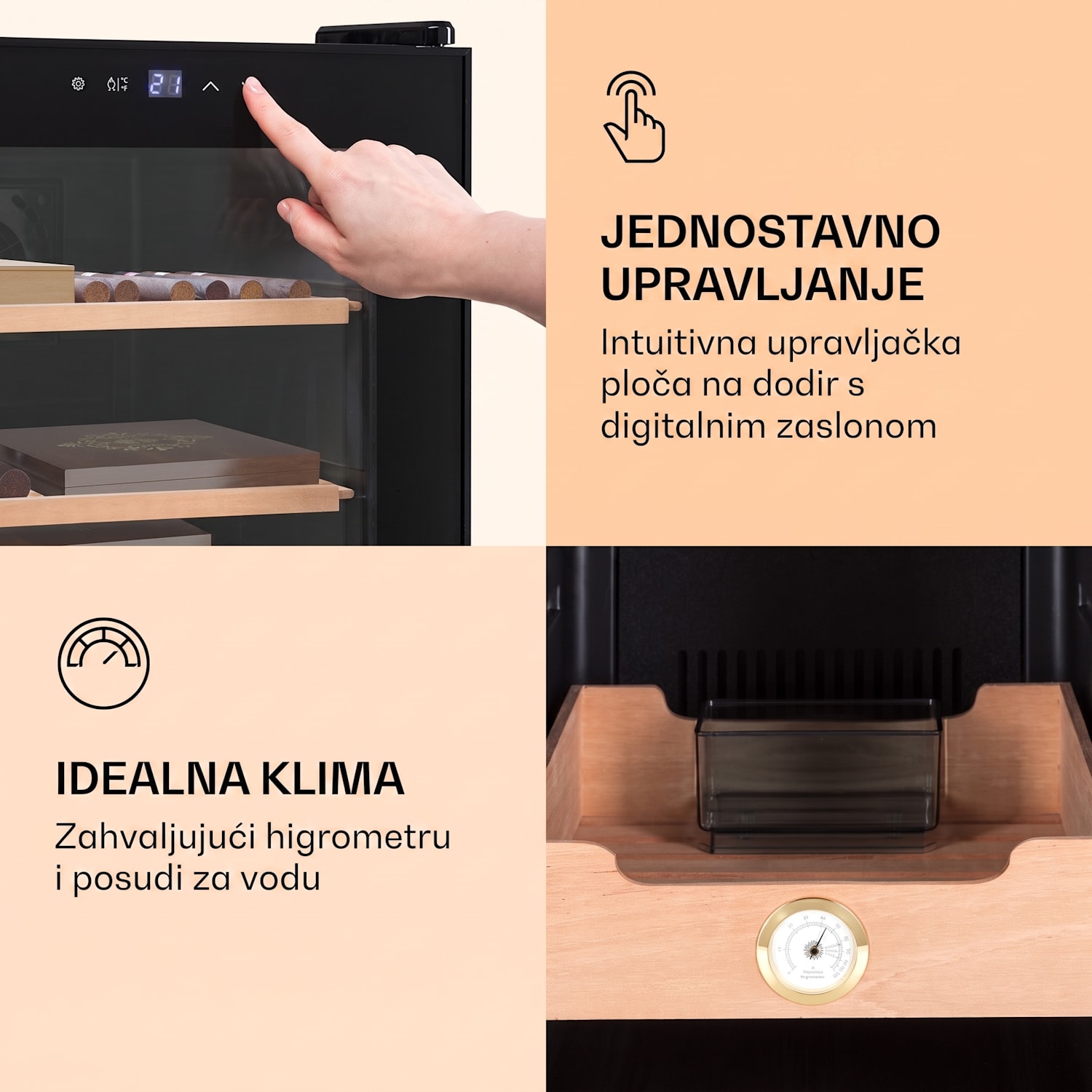 El Presidente 37, Humidor za cigare, 37L,   2 ladice, 1 odjeljak od cedrovine Crna