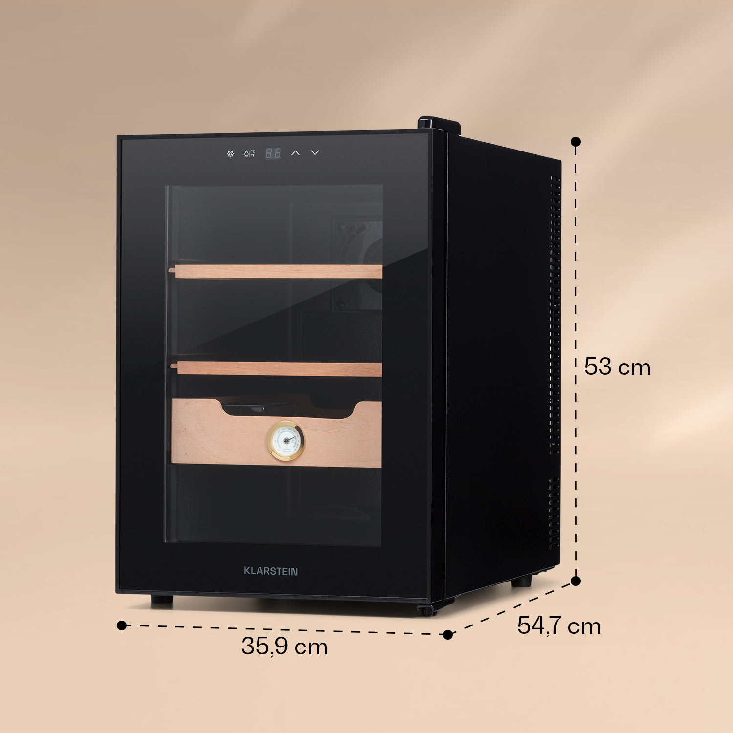 El Presidente 37, humidor za cigare, 37L ,  2 predala, 1 predal iz cedrovega lesa Črna