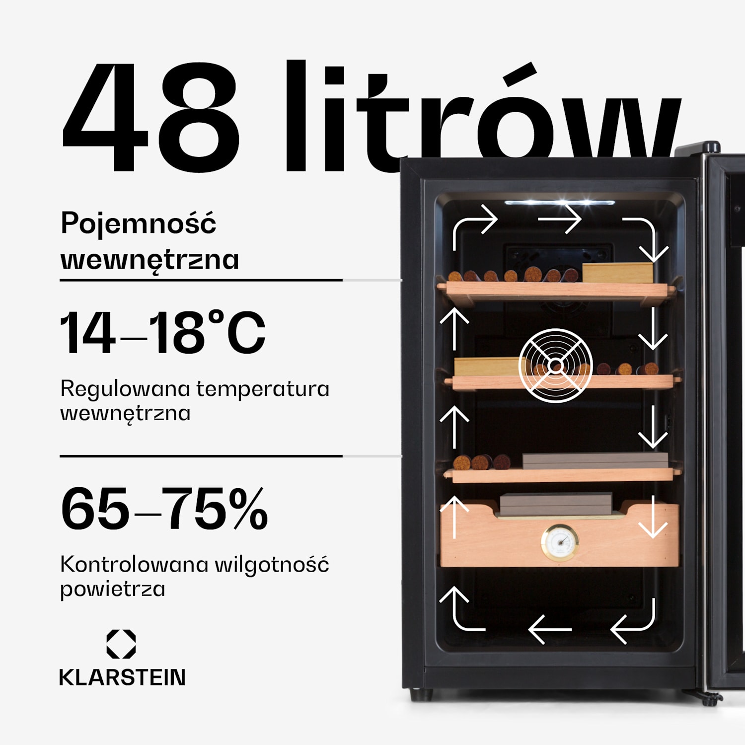El Presidente 48, humidor do cygar, 48 l, 3 szuflady, 1 przegródka z drewna cedrowego Srebrny