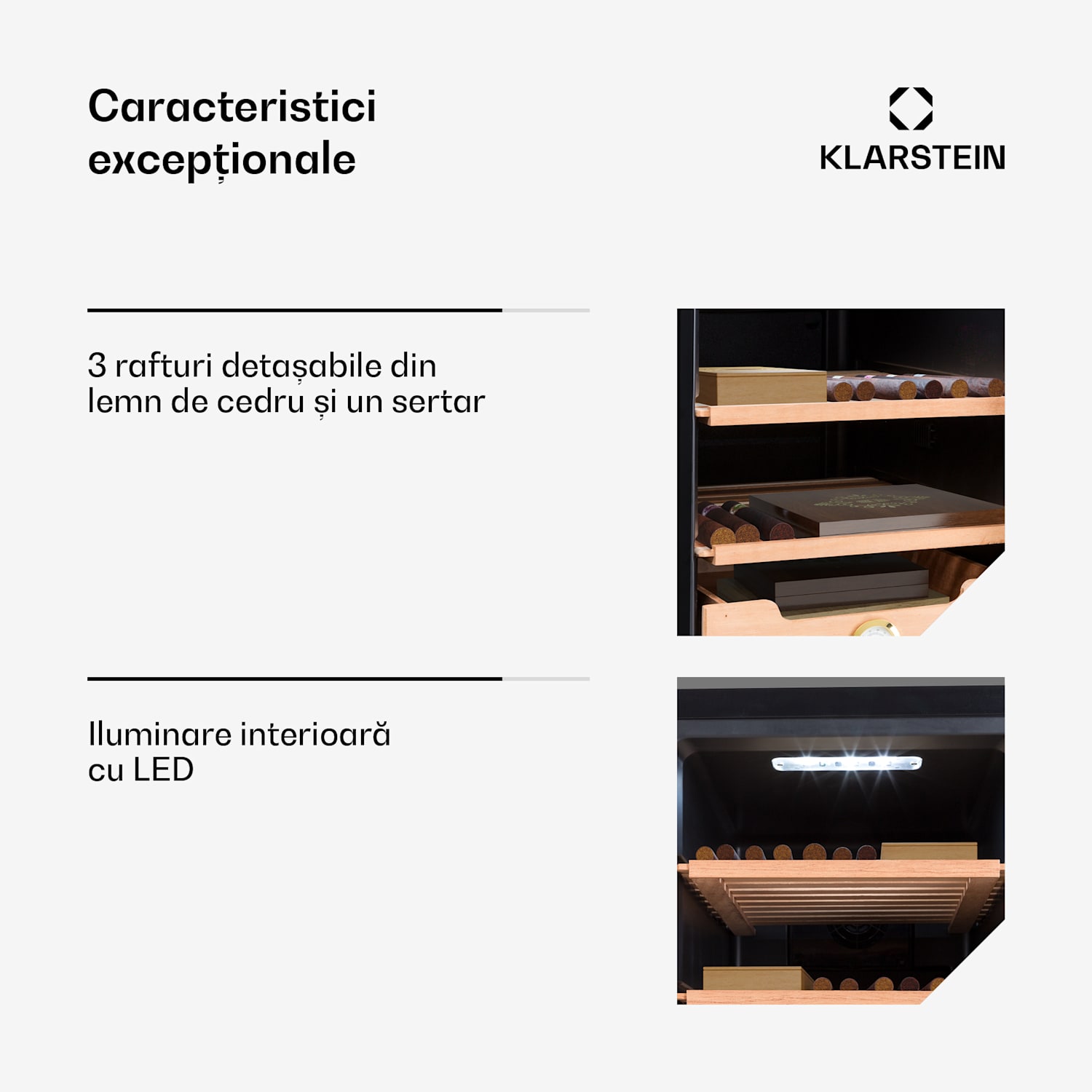 El Presidente 48, Humidor pentru trabucuri, 48L,  3 sertare, 1 compartiment din lemn de cedru Argintiu
